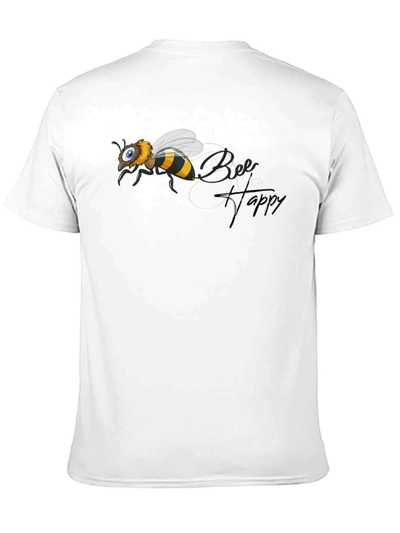 Black Bee Happy T-Shirt - Black Graphic Tee view 11