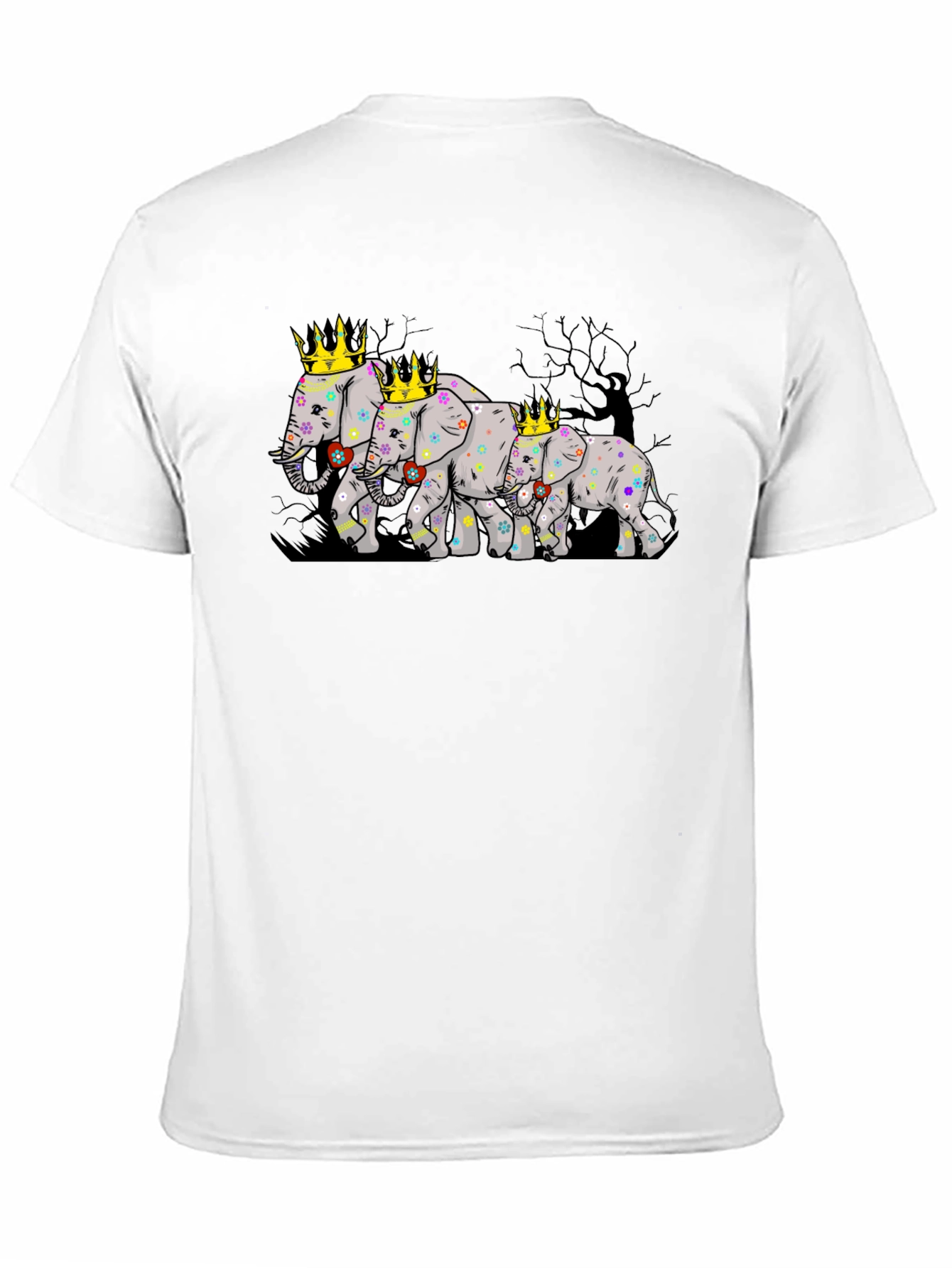 Black Elephant Family Crowned T-Shirt view 11
