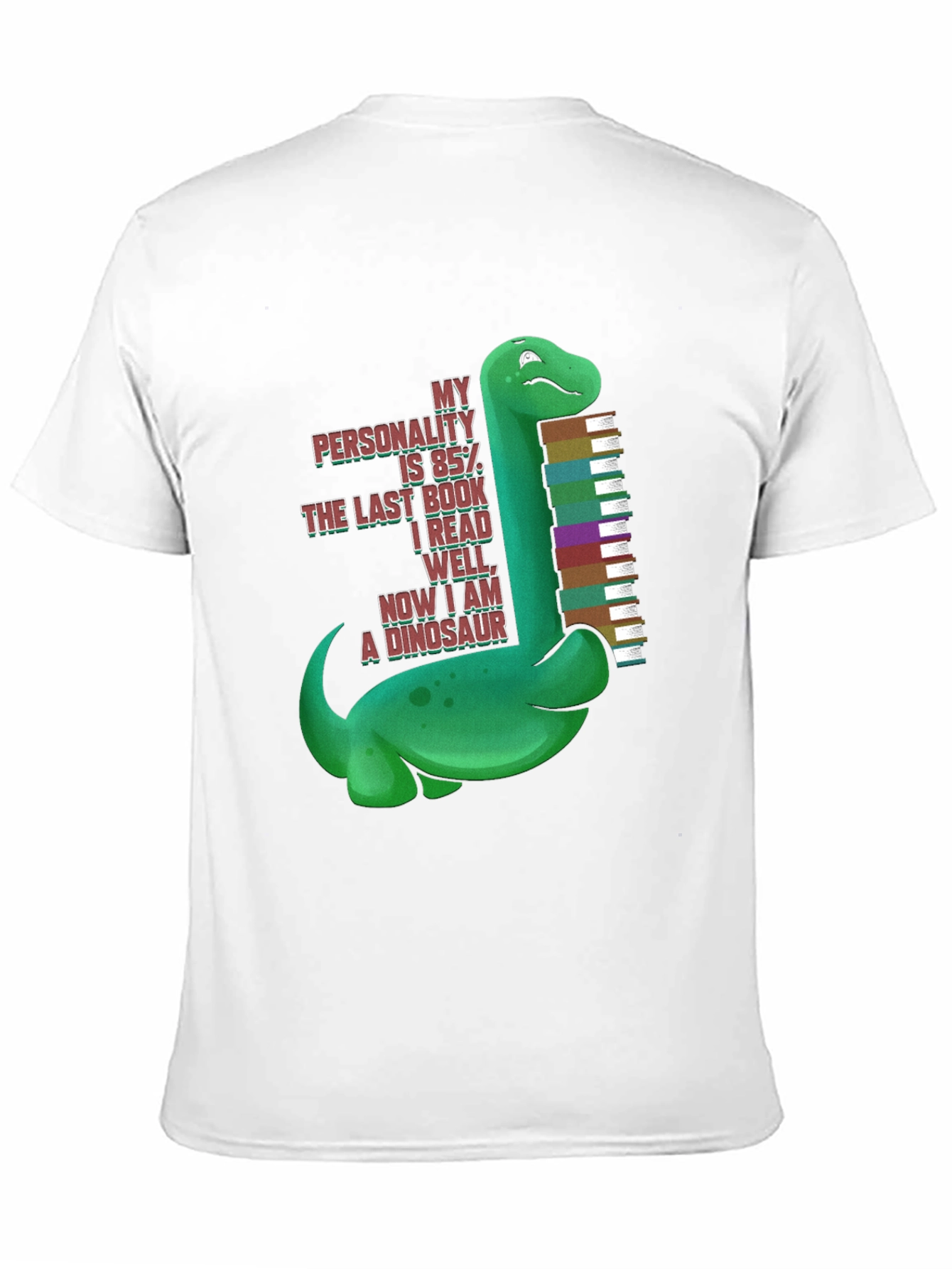 Black Dinosaur Book Lover T-Shirt - "My Personality is 85%" view 11