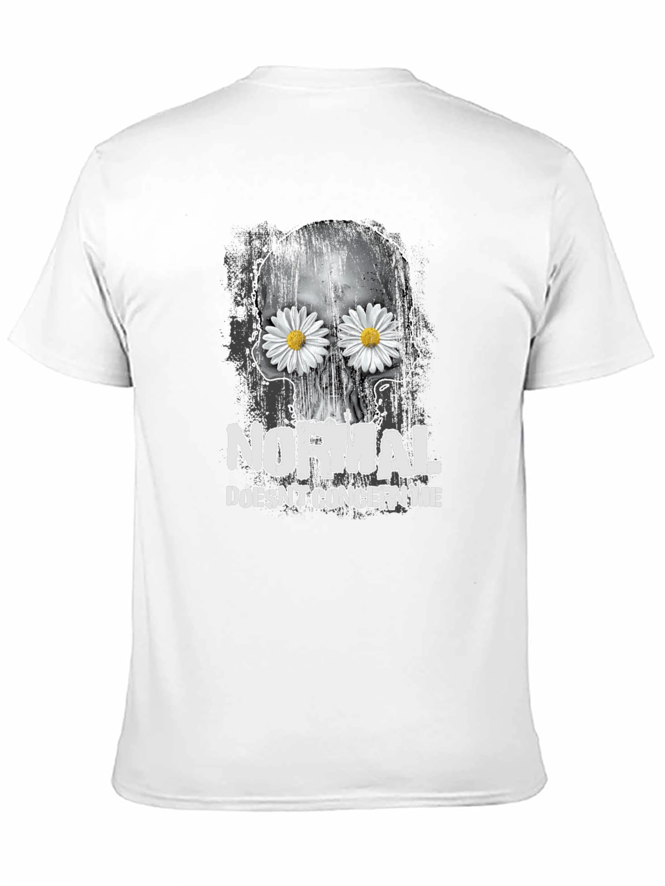 Black Skull & Daisies T-Shirt - Normal Doesn't Concern Me Graphic Tee view 11