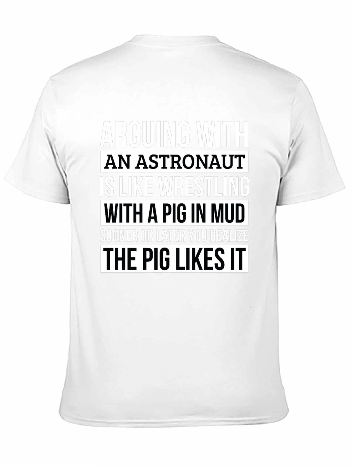 Black Astronaut Pig Wrestling Graphic T-Shirt view 11