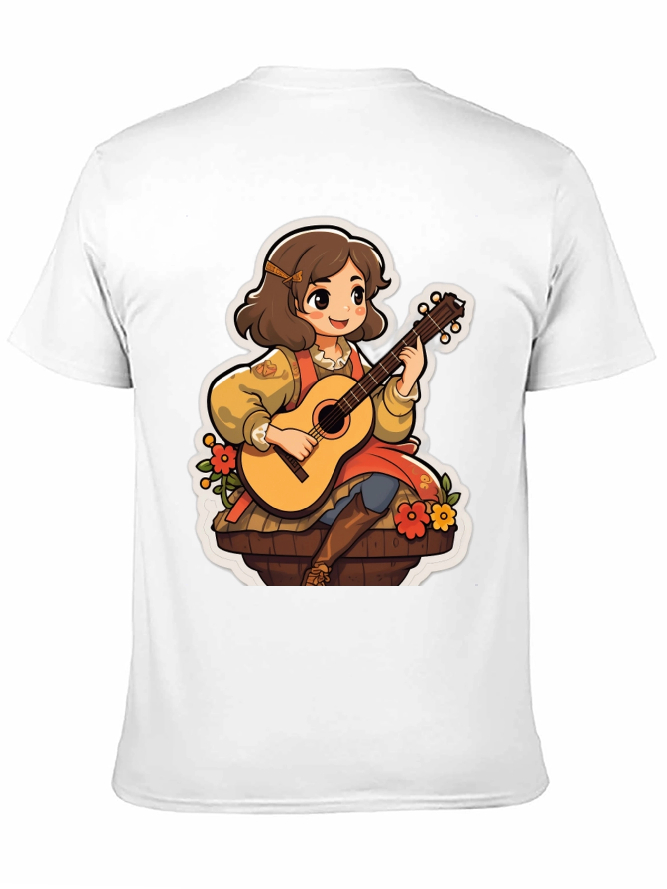 Black Guitar Girl T-Shirt - Musical Style view 11
