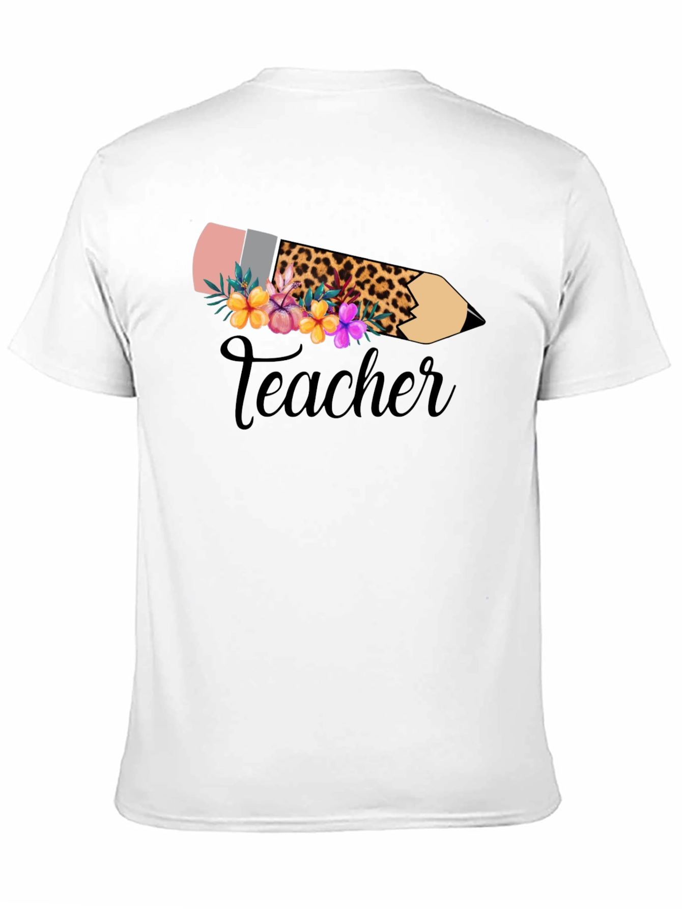 Black Floral Teacher Pencil Graphic Tee - Black view 11