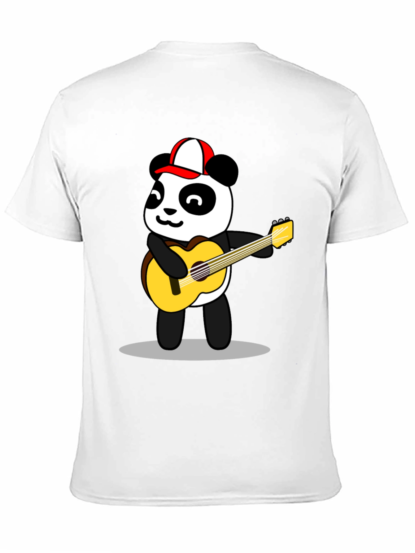 Black Cool Panda Guitarist Graphic Tee - Black Cotton T-Shirt view 11