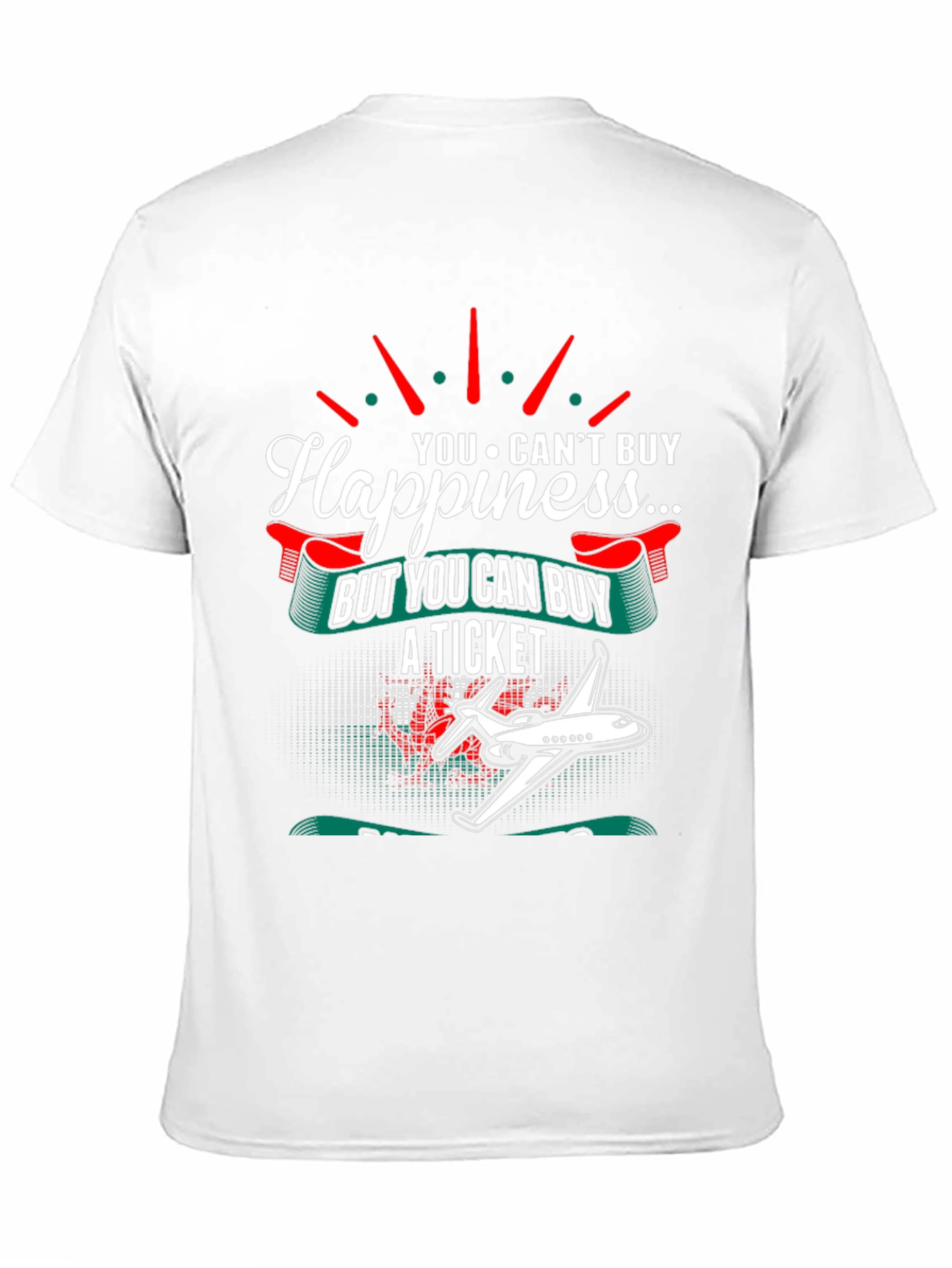 Black Happiness Ticket Graphic Tee - Airplane Travel Shirt view 11