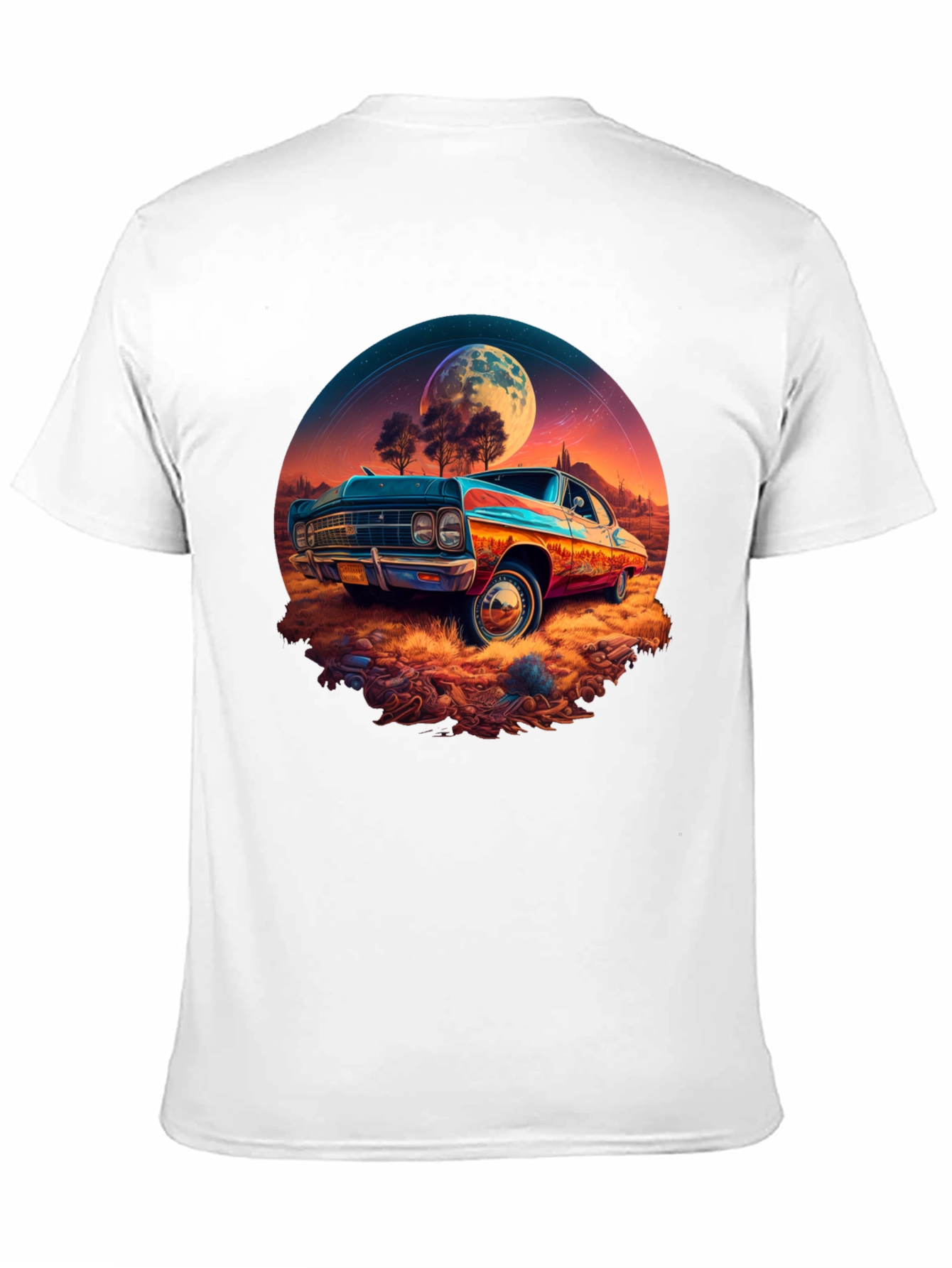 Black Vintage Car Moonscape Graphic Tee view 11