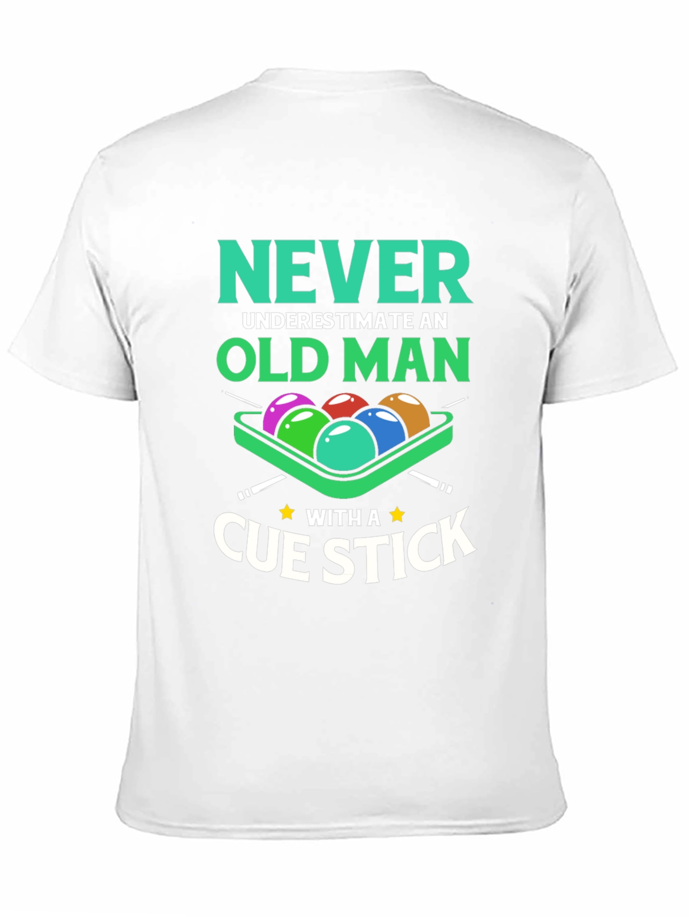 Black Never Underestimate Old Man Cue Stick Graphic Tee view 11