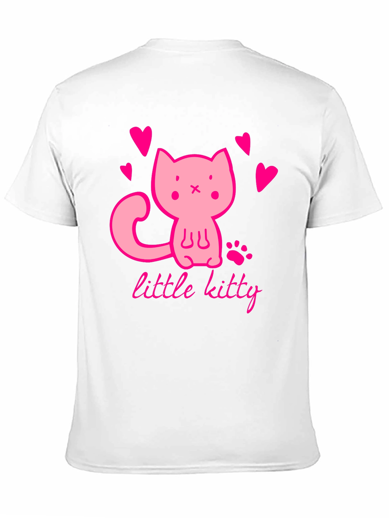 Black Cute Pink Kitten Black T-Shirt view 11