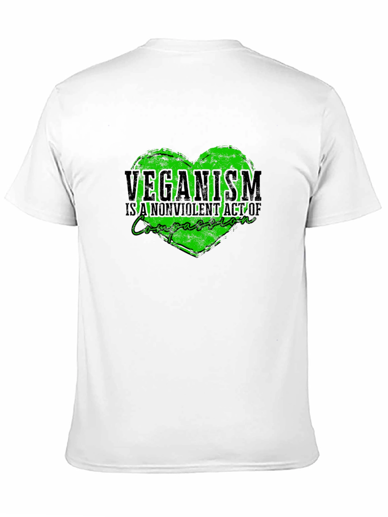 Veganism Compassion Heart Black T-Shirt - 11