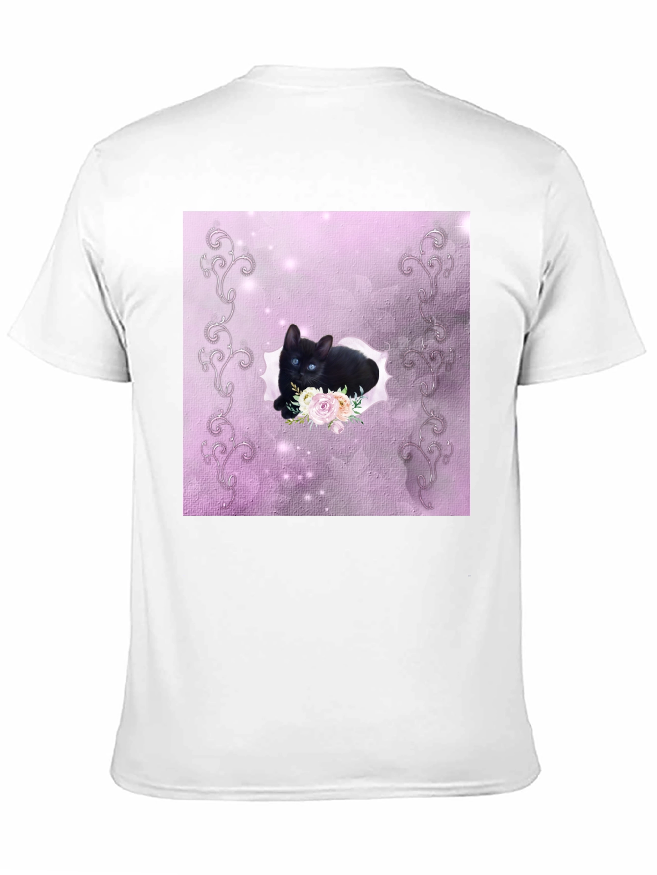 Black Black Kitten Floral T-Shirt view 11