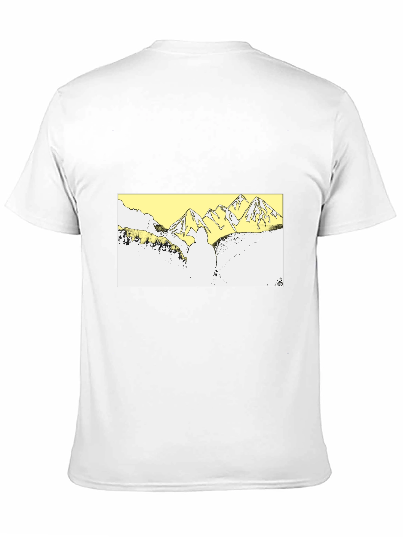 Black Black T-Shirt with Mountain Landscape Graphic view 11