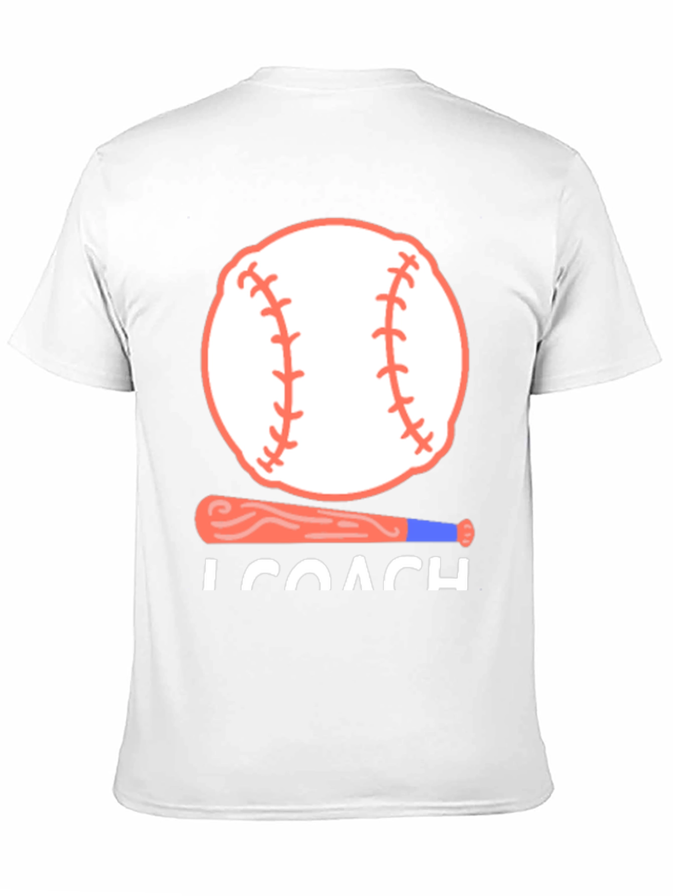 Baseball Coach T-Shirt - Baseball Bat and Ball Design - 11