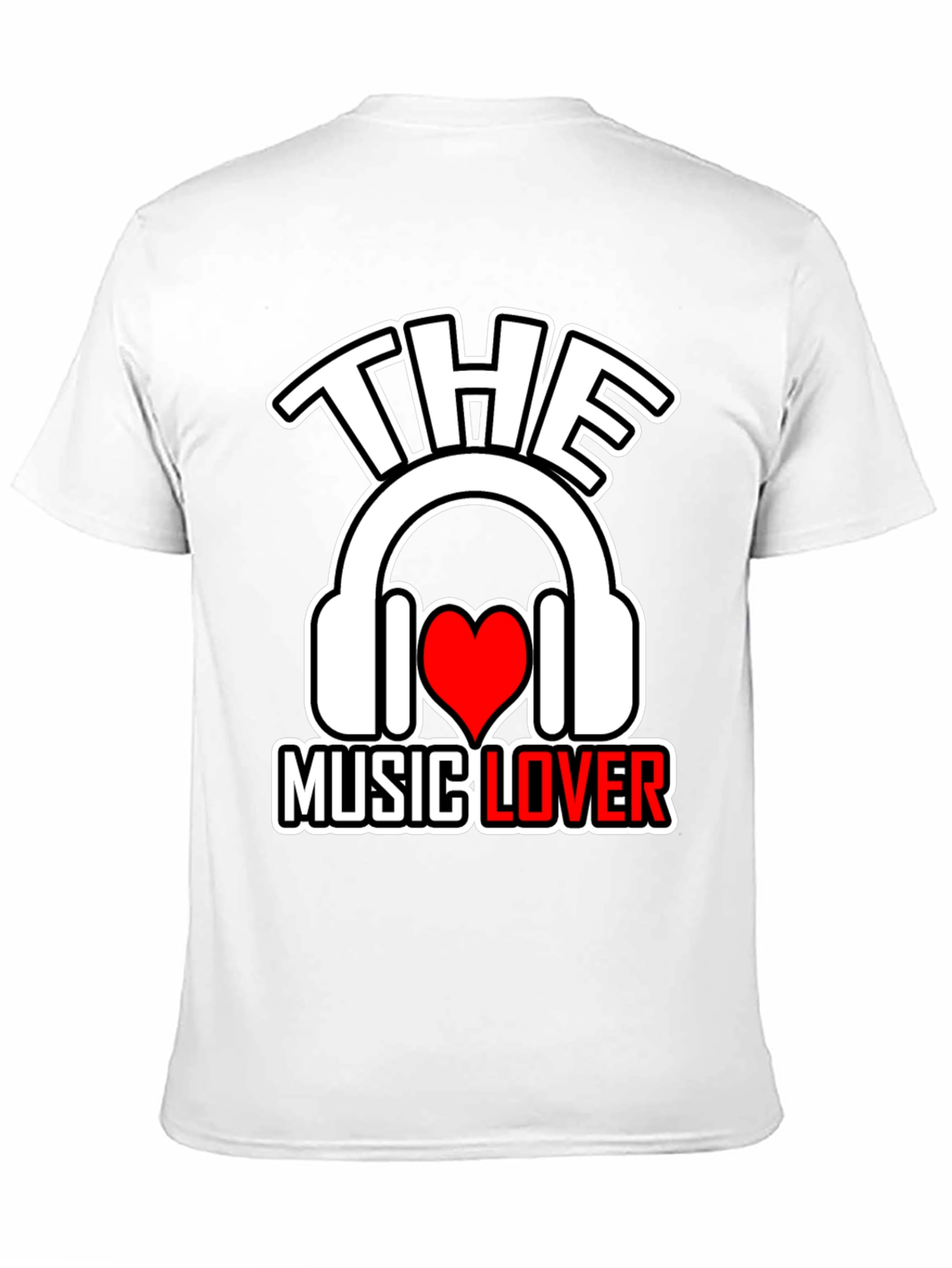 Black The Music Lover T-Shirt - Headphones & Heart view 11