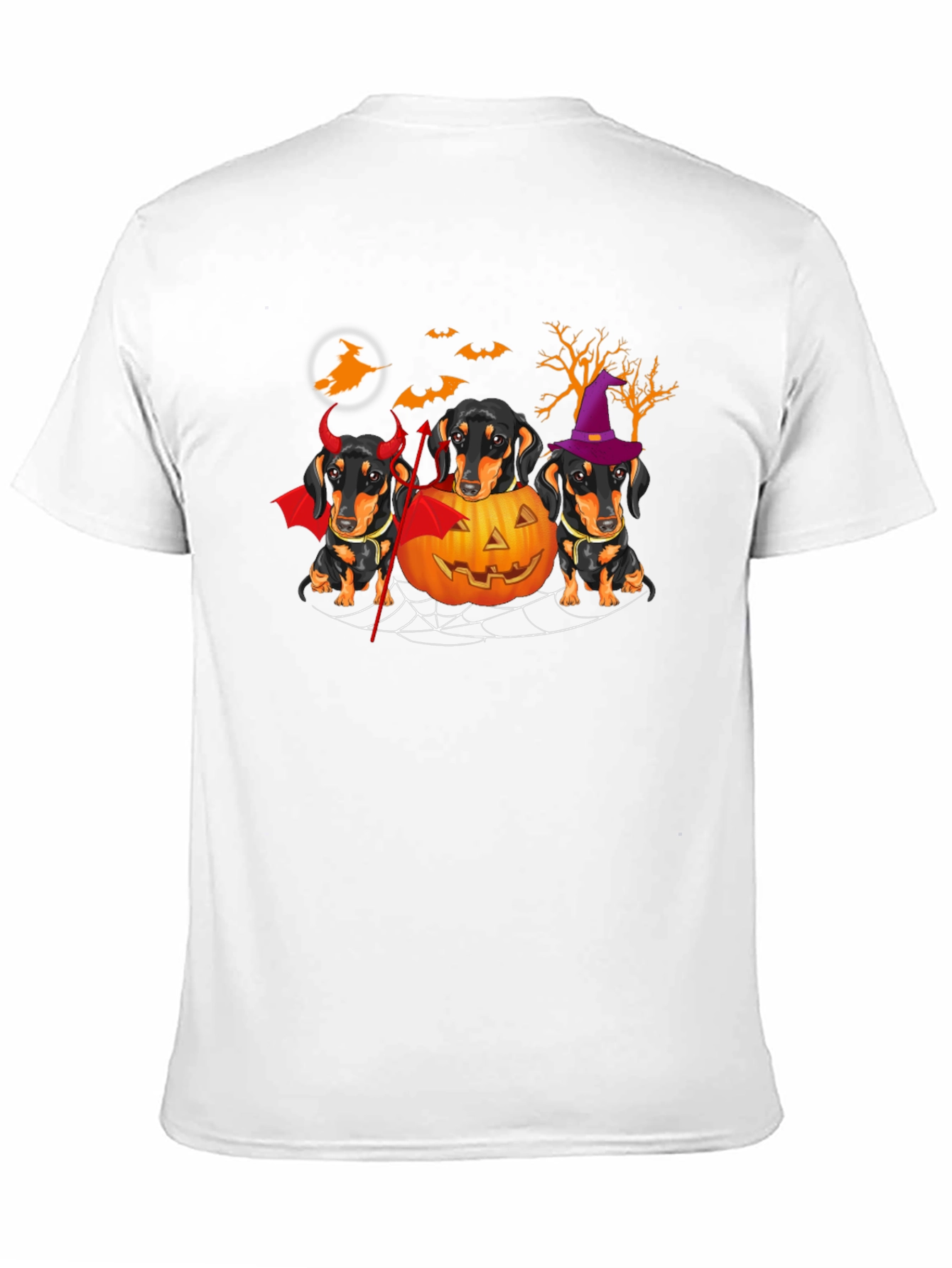 Black Halloween Dachshund T-Shirt view 11