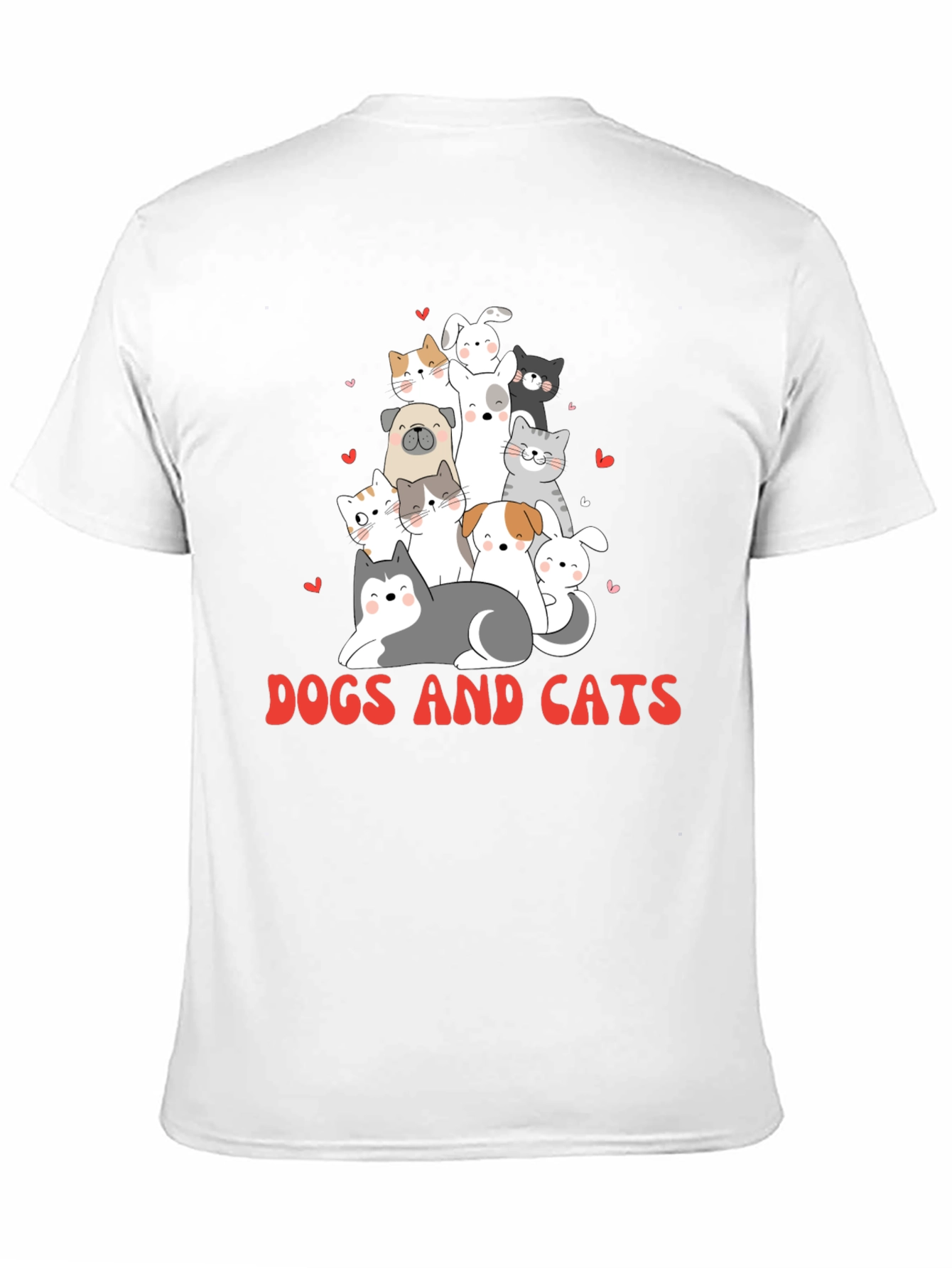 Cute Dogs and Cats Graphic T-Shirt - 11