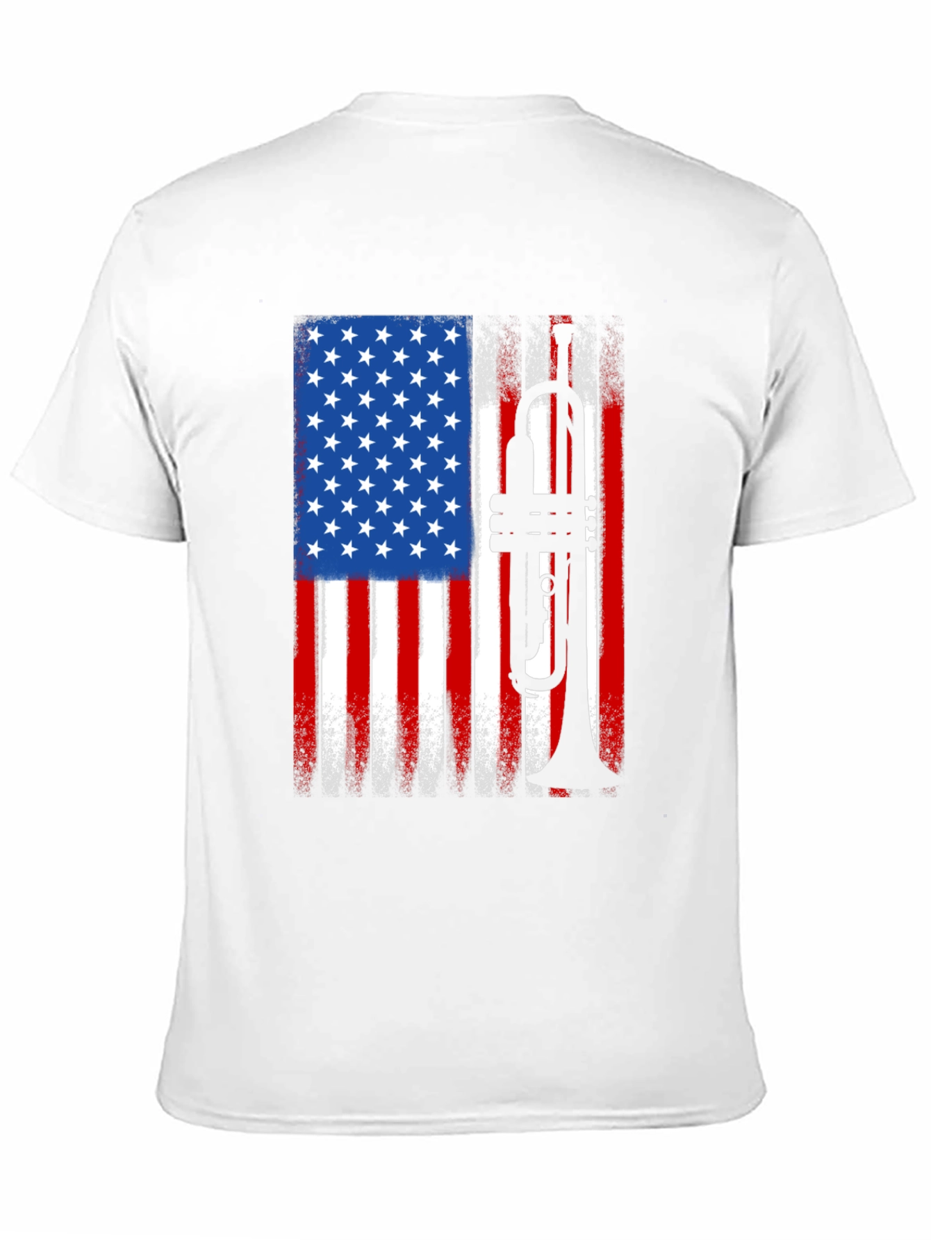 Black USA Flag Trumpet Graphic Tee - Patriotic Musician Shirt view 11