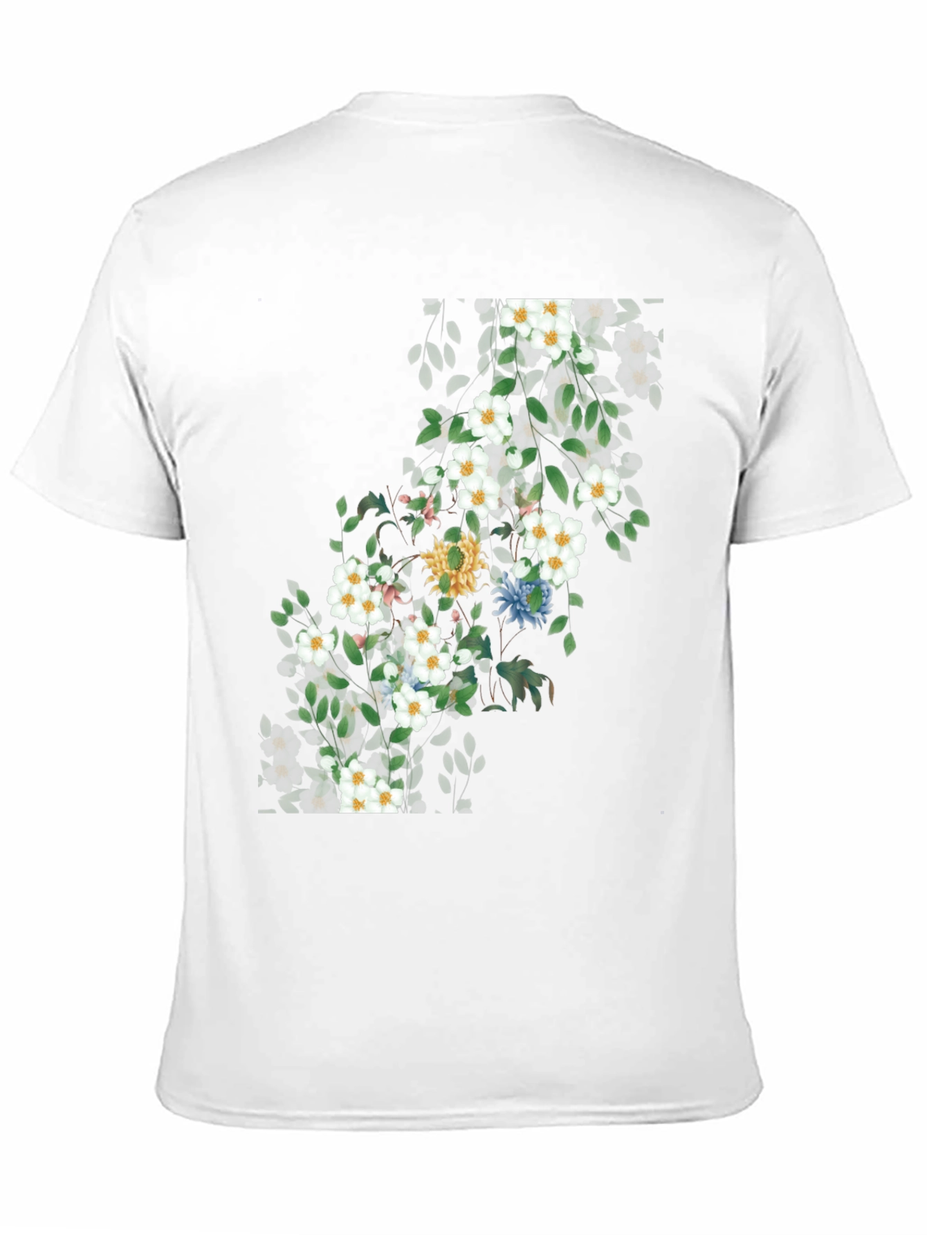 Black Floral Print T-Shirt - Nature Inspired Design view 11