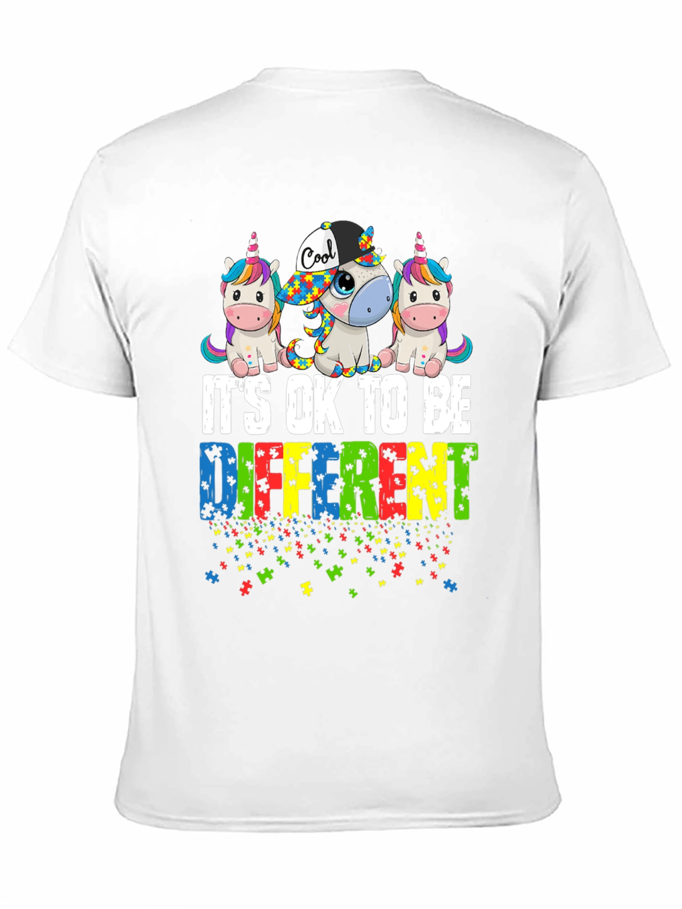 Black Autism Awareness Unicorn T-Shirt - It's OK To Be Different view 11