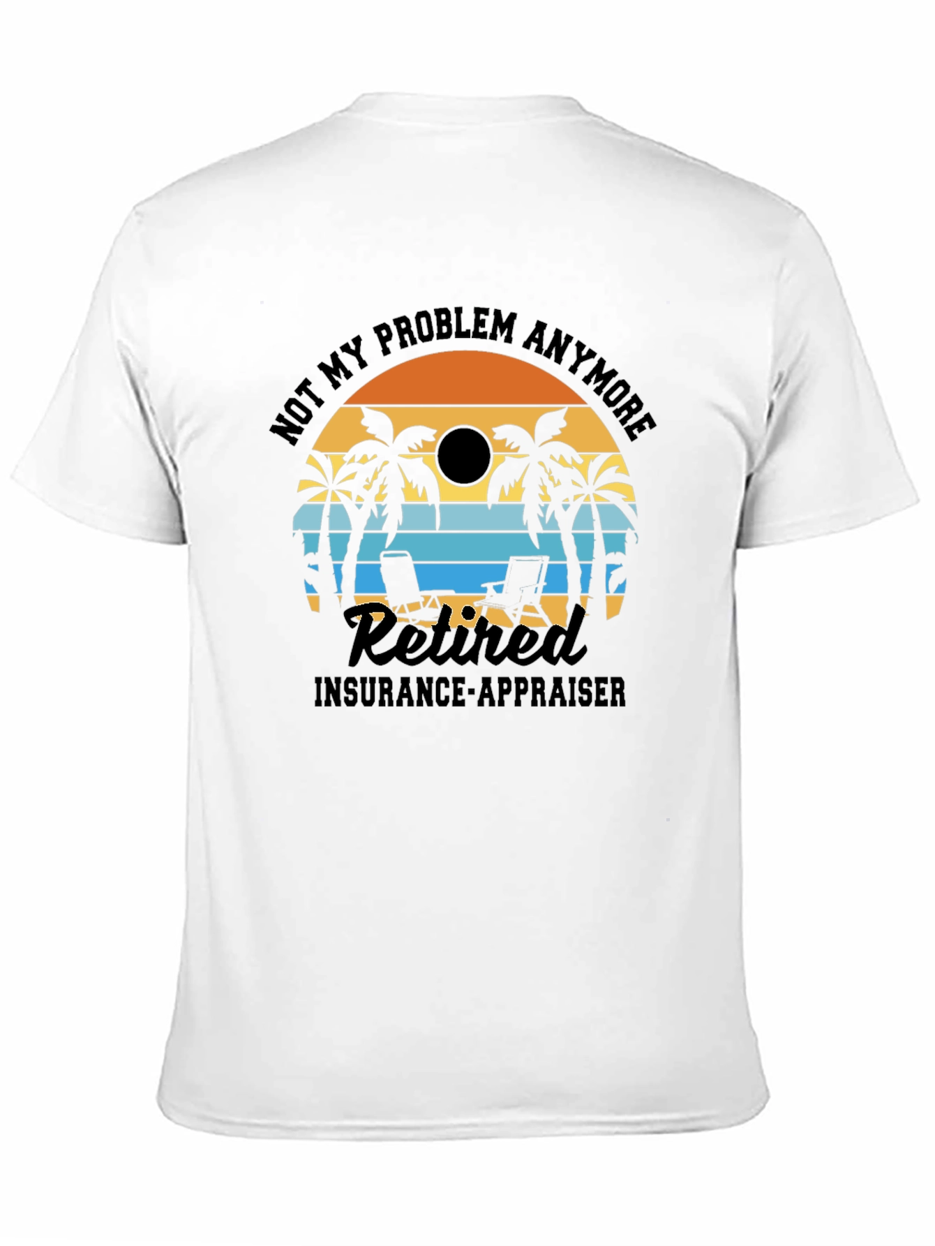 Black Retired Insurance Appraiser T-Shirt - Beach Sunset Design view 11