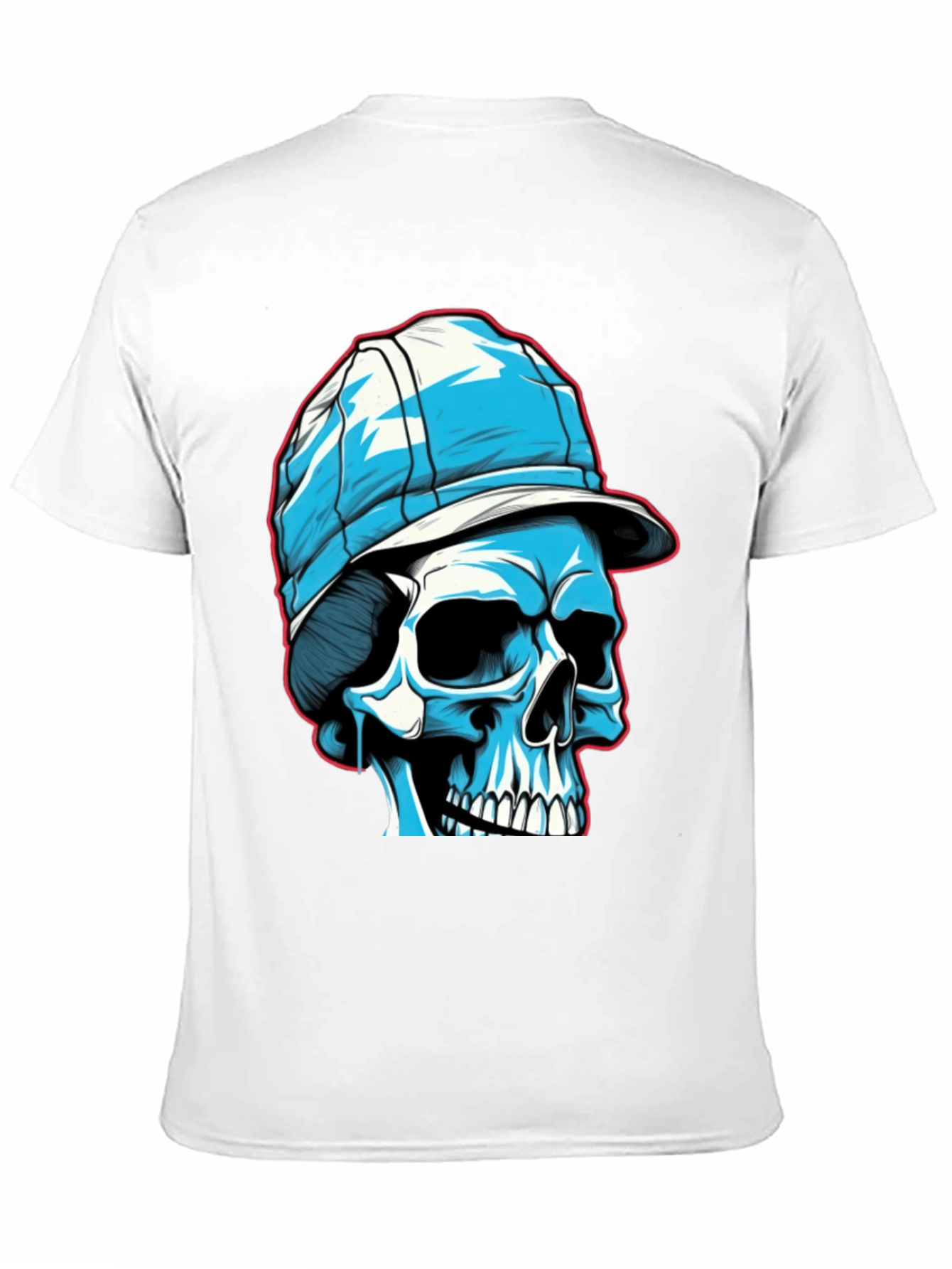 Black Skull in Cap Graphic Tee - Black Cotton Blend view 11