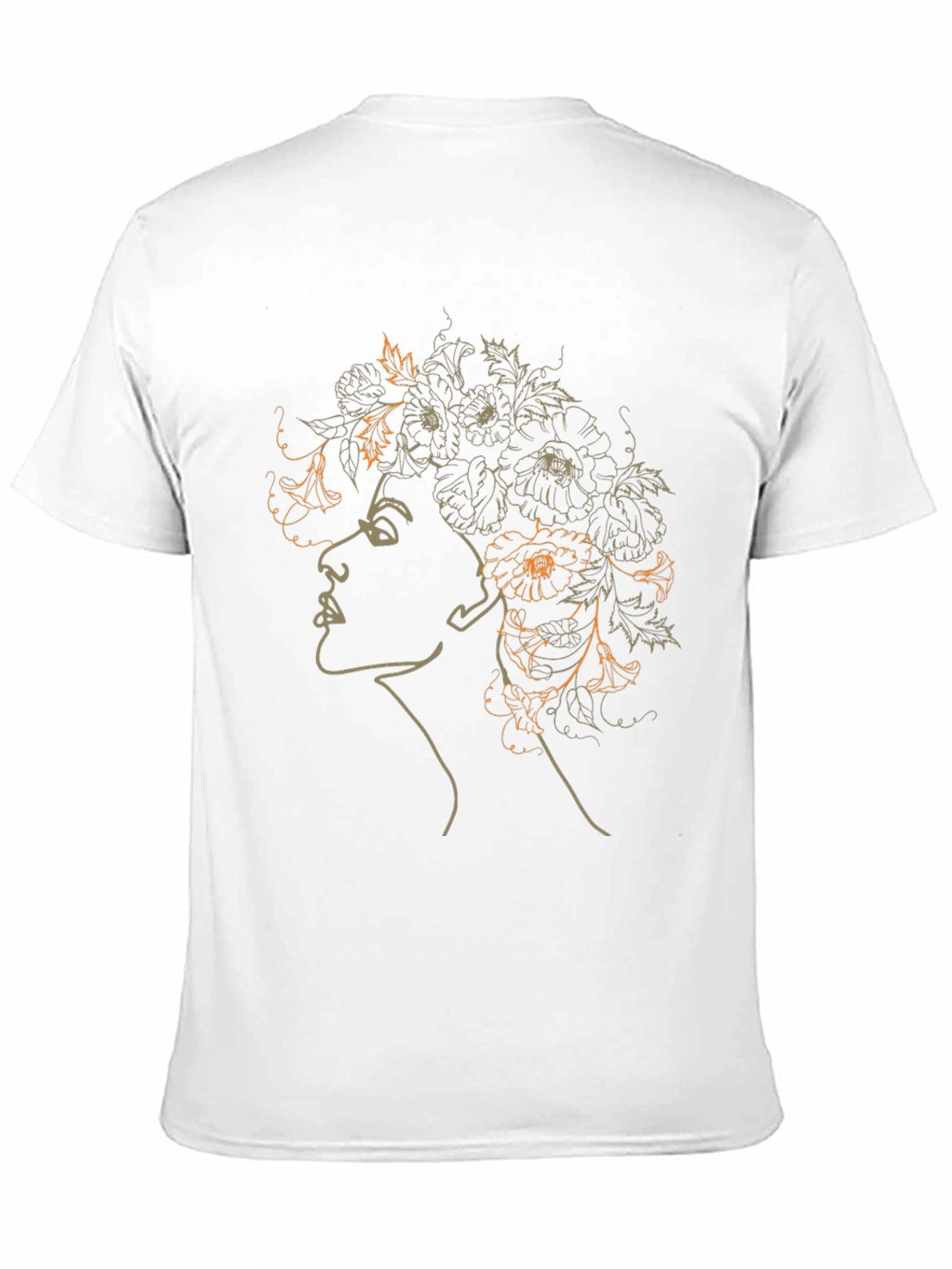Black Floral Woman Graphic Tee - Black Cotton Casual T-Shirt view 11
