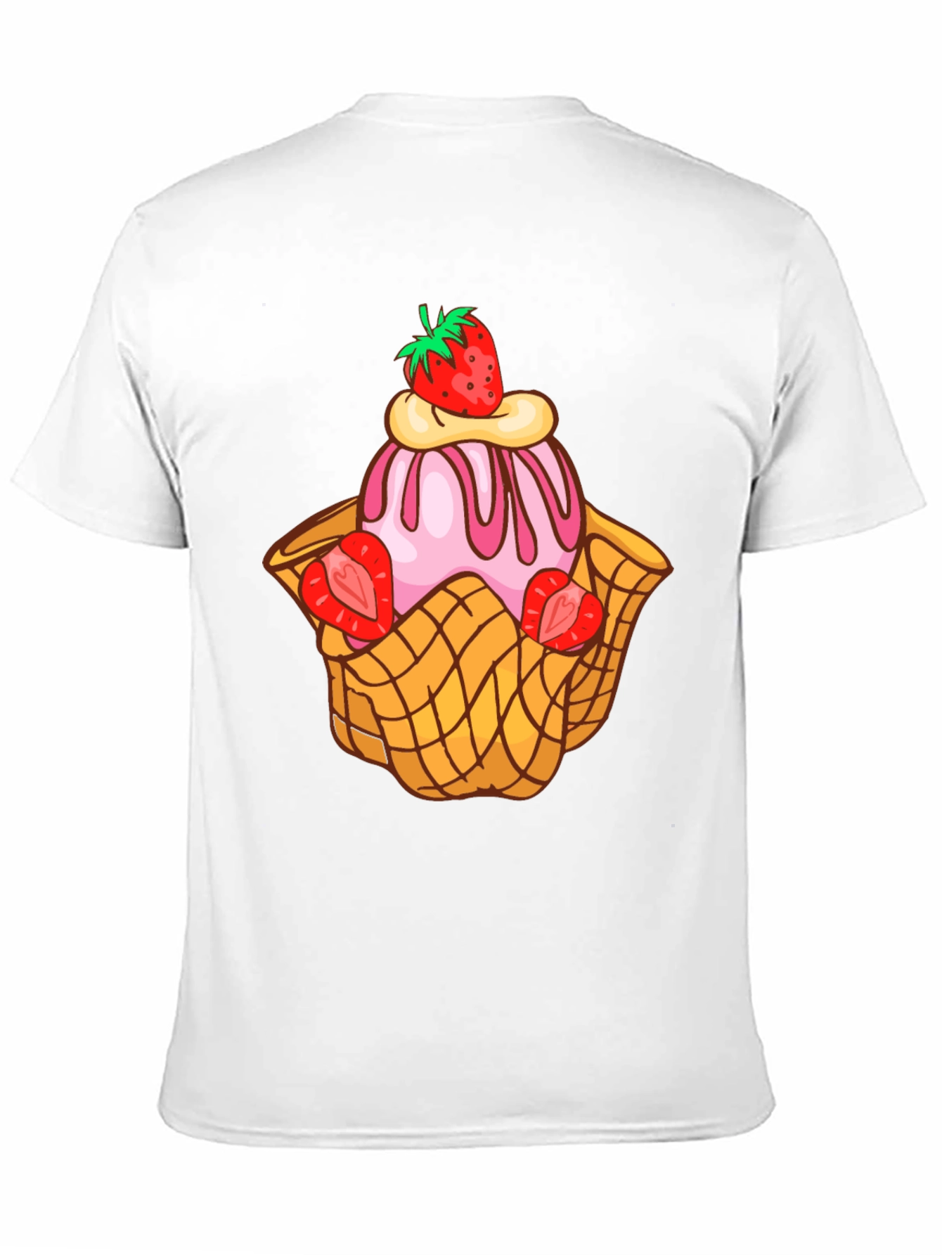Black Strawberry Ice Cream Dessert T-Shirt view 11