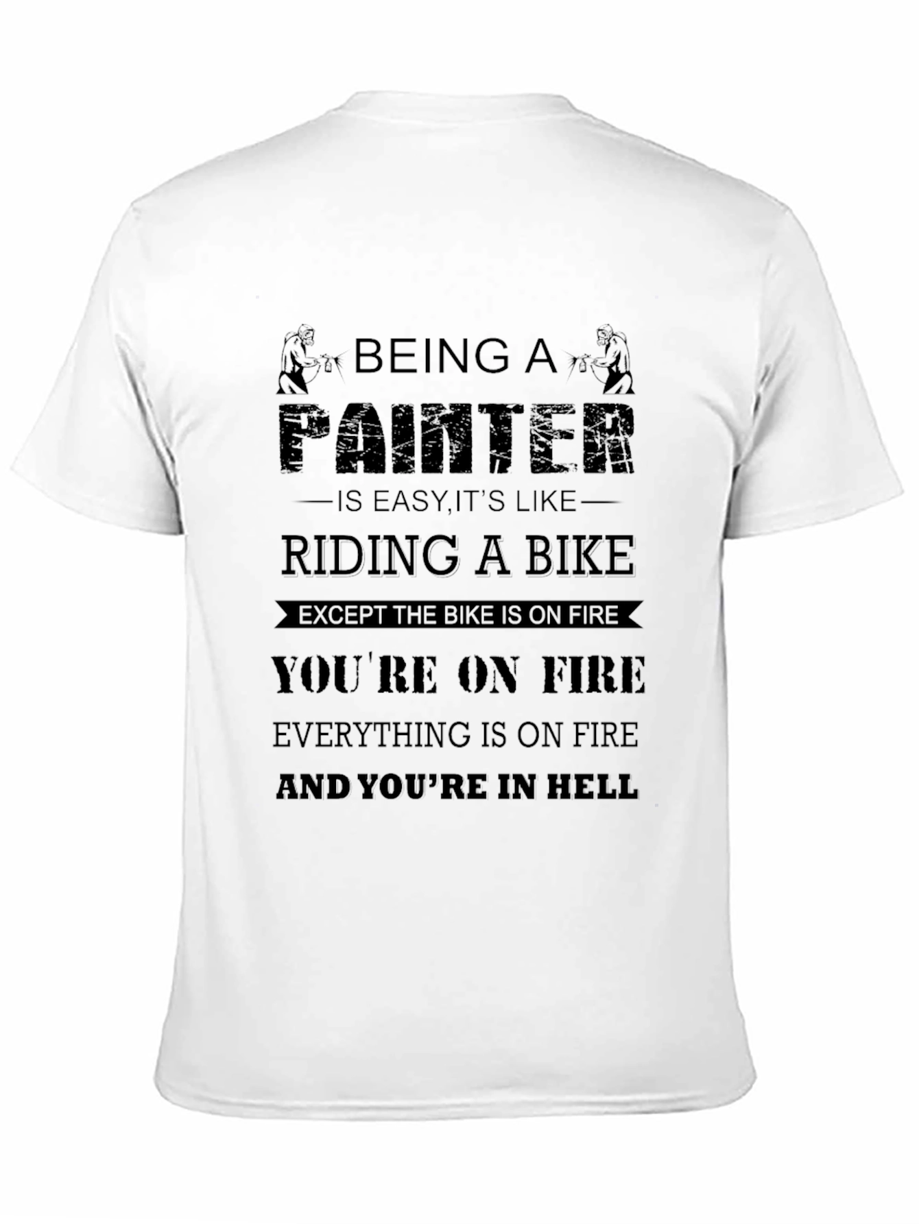 Black Painter Riding a Bike T-Shirt - Funny Graphic Tee view 11