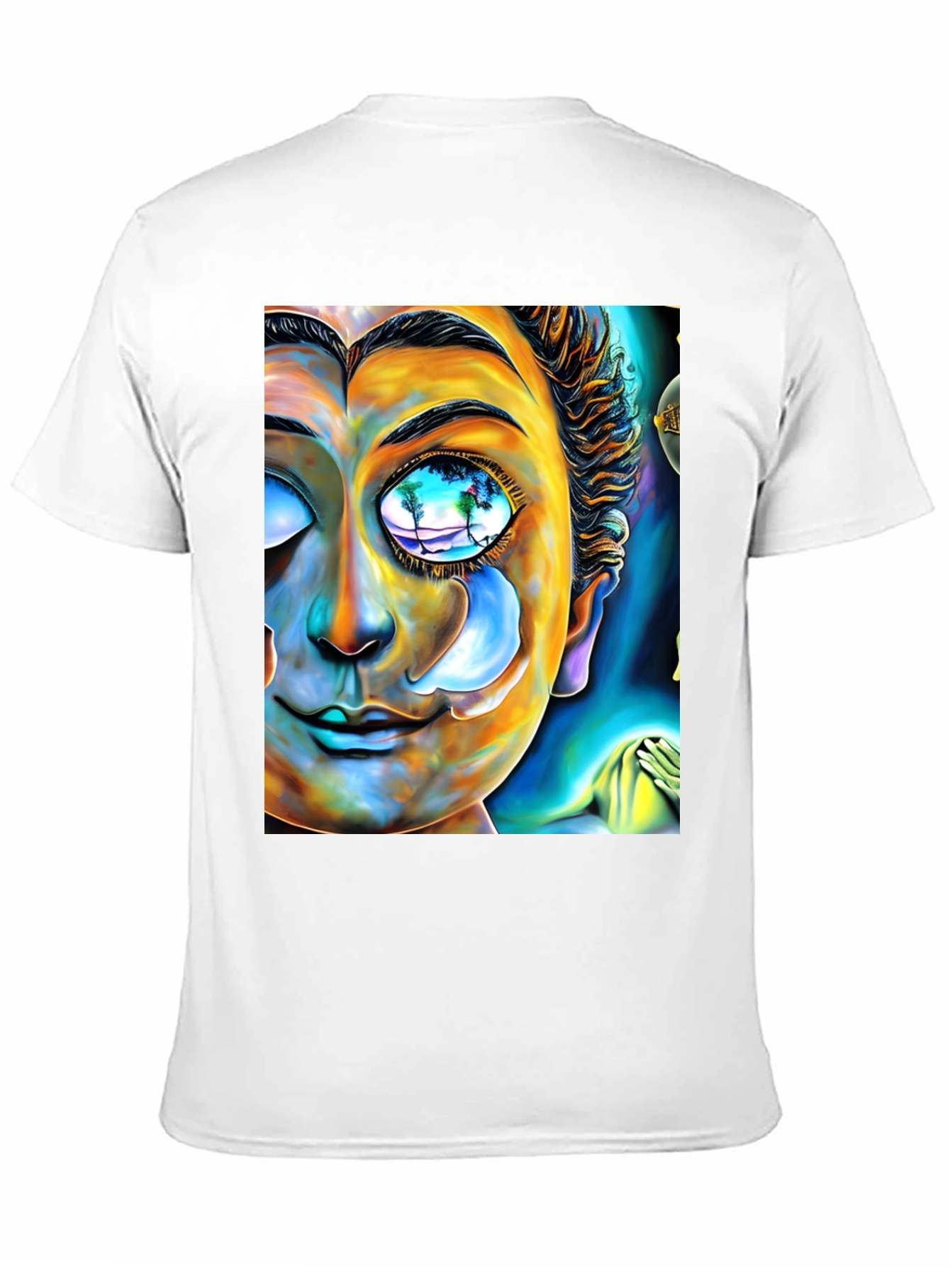 Black Abstract Buddha Face Graphic Tee - Unique Artistic Design view 11
