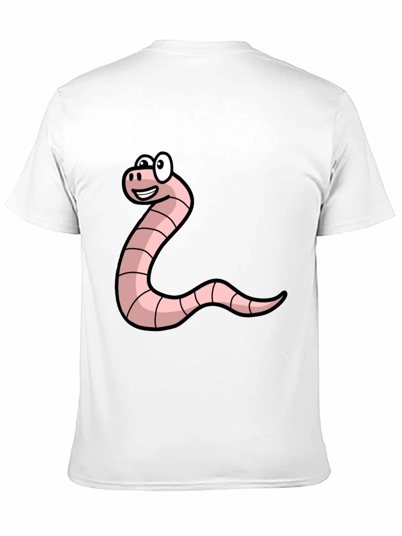 Black Funny Worm Cartoon Graphic Tee - Black Unisex T-Shirt view 11