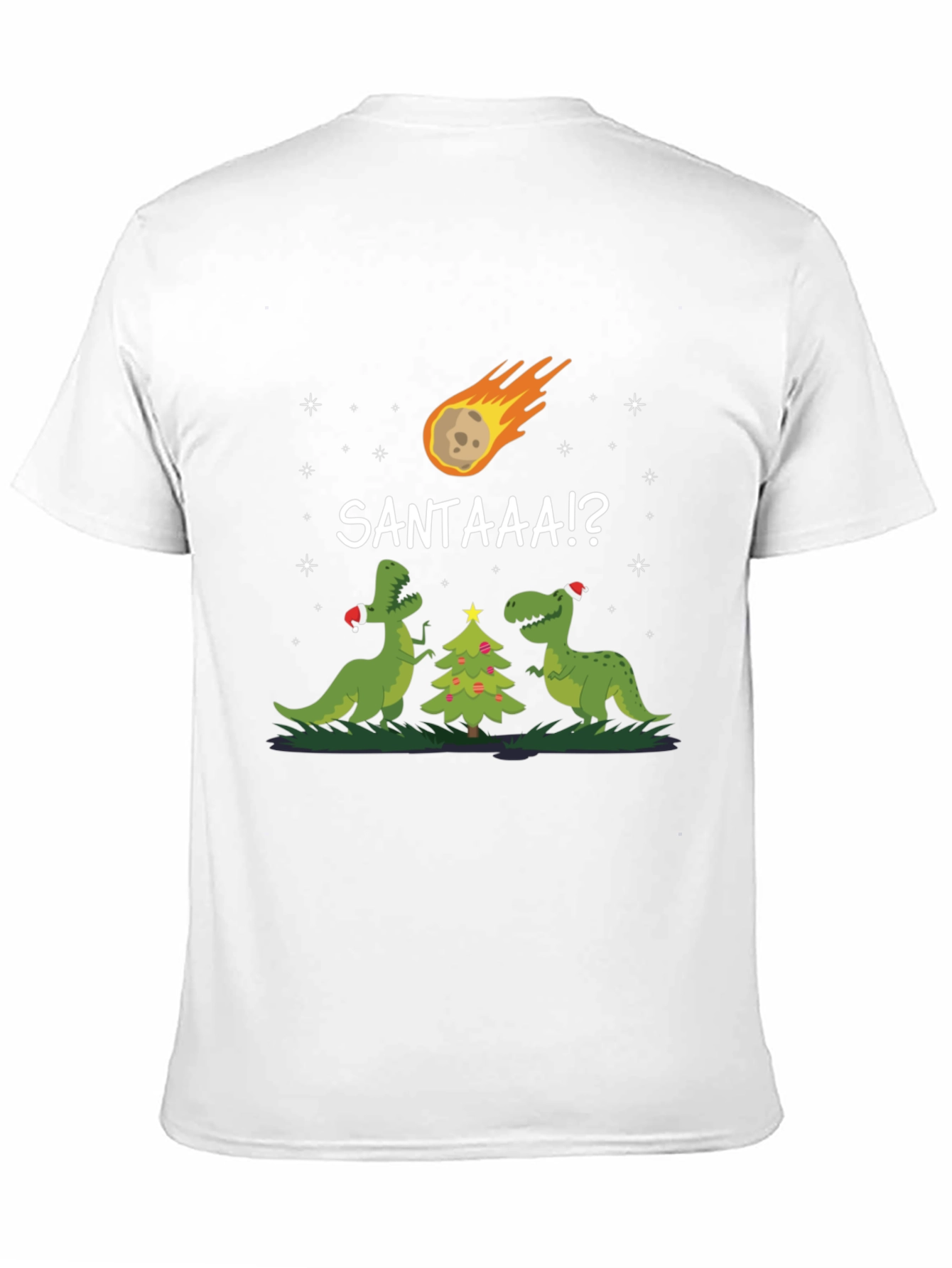 Black Dinosaur Christmas T-Shirt Santa Meteor Funny Tee view 11
