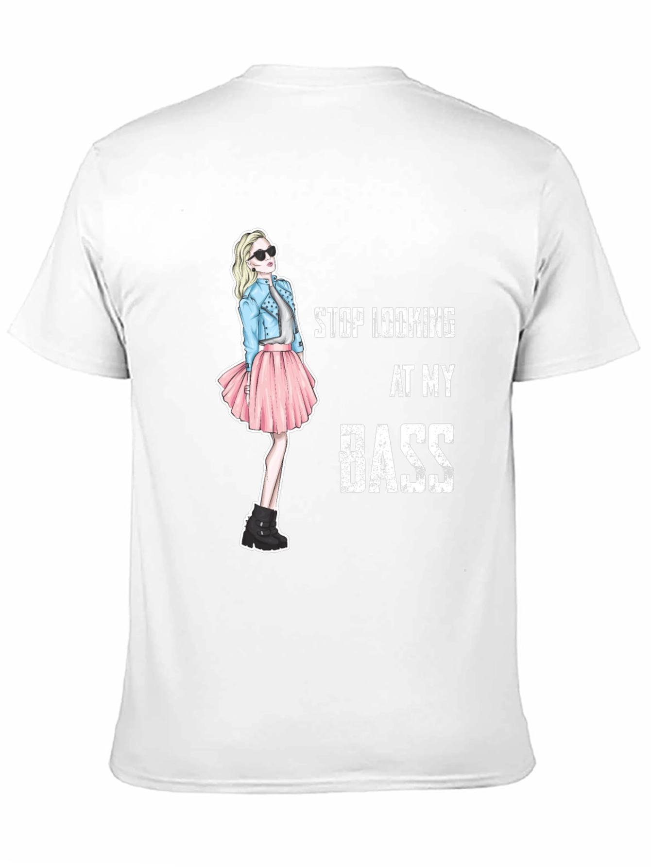 Black Stop Looking At My Bass Funny Graphic T-Shirt view 11