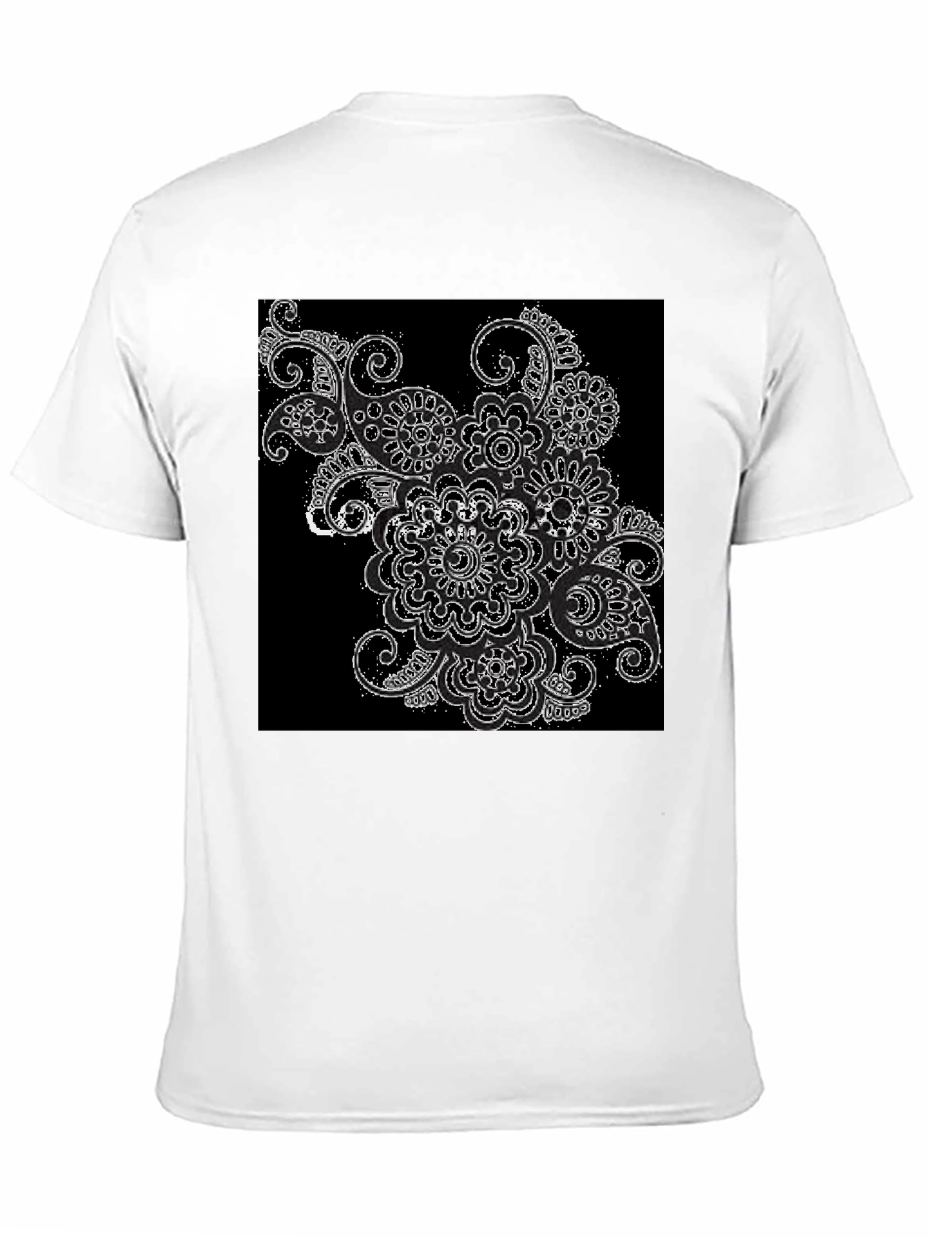 Black Black T-Shirt with Floral Paisley Design view 11