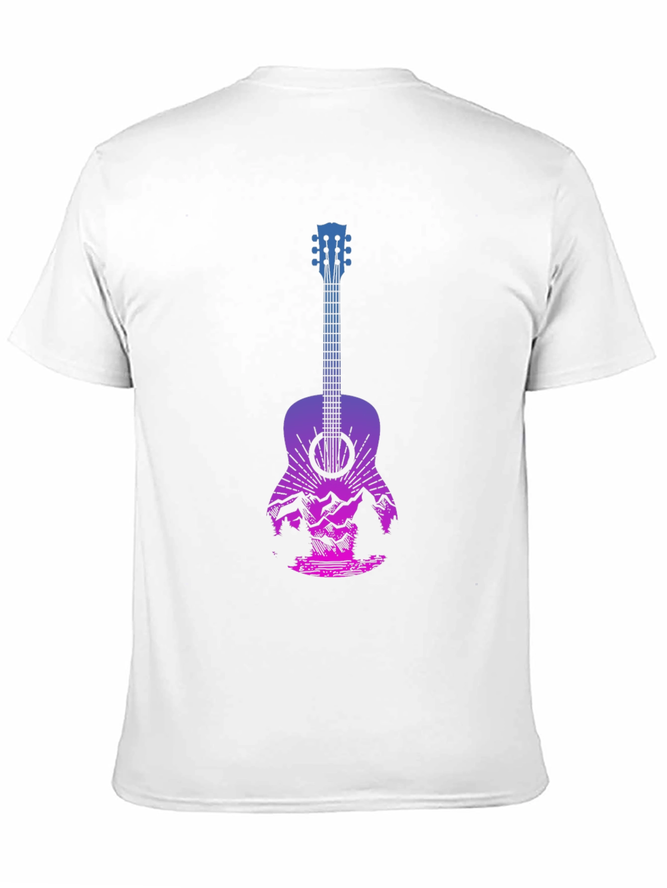 Black Guitar Landscape Graphic Tee - Mountain Sunset Design view 11