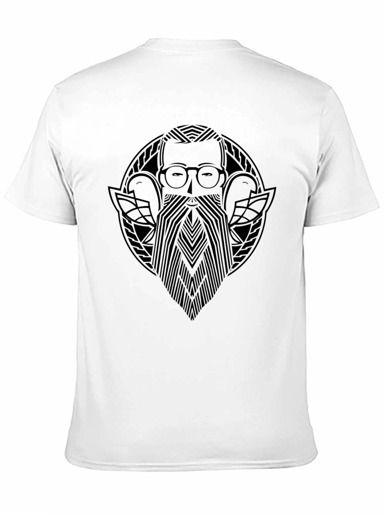 Black Men's Black Graphic T-Shirt - Bearded Man Design view 11