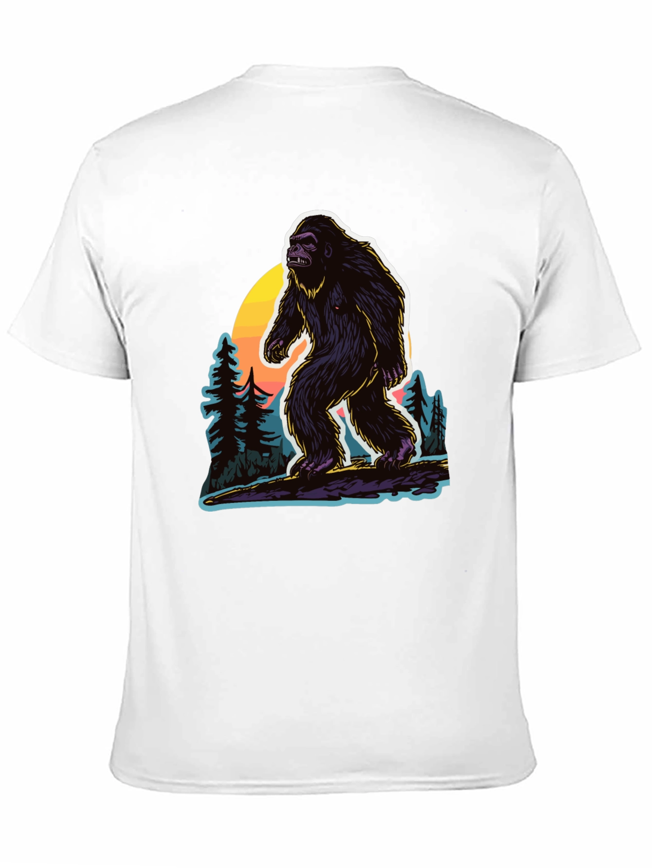 Black Bigfoot Sunset Tee - Cryptid Adventure Shirt view 11