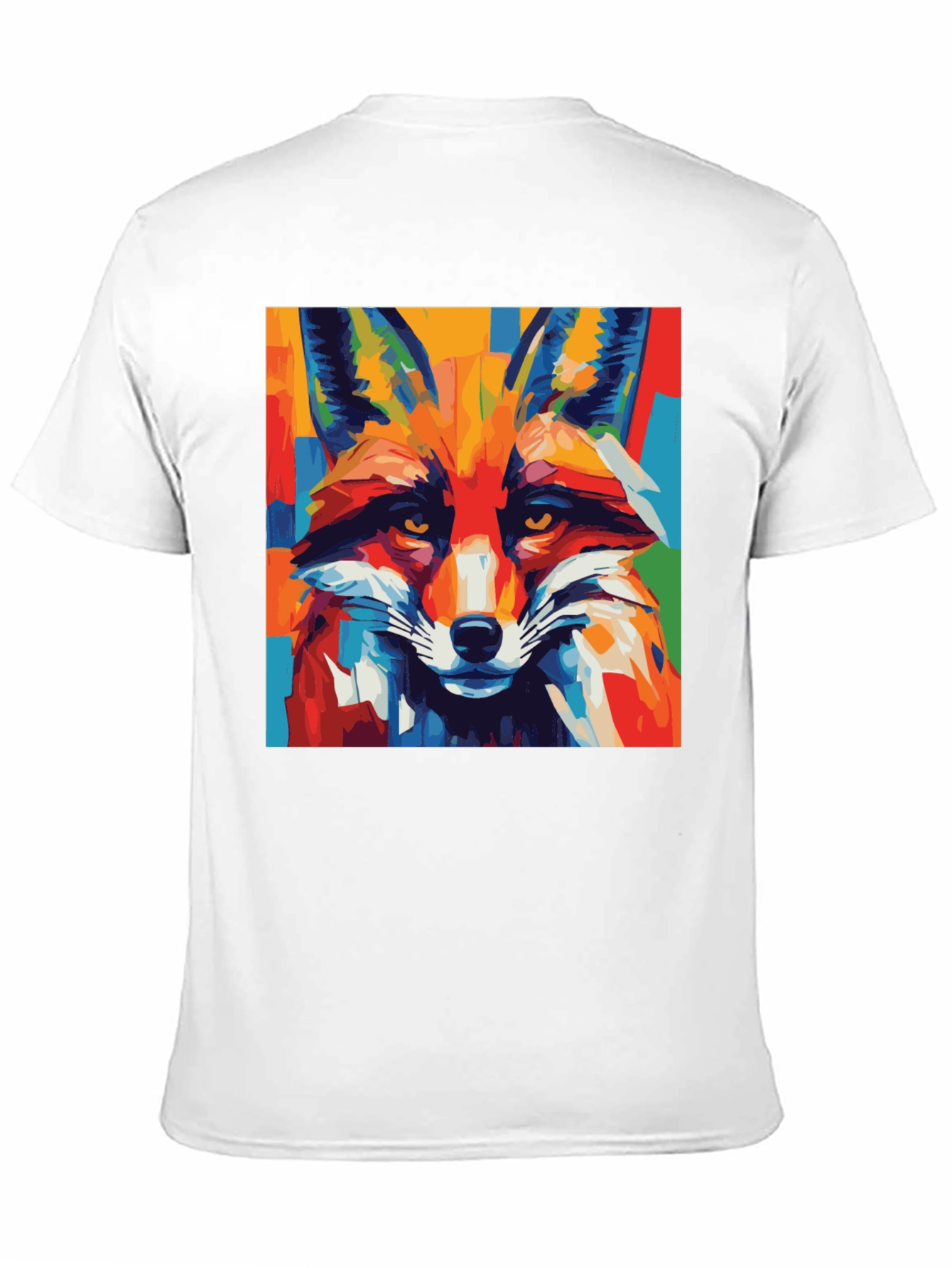 Black Abstract Fox Graphic Tee - Bold Animal Print Shirt view 11