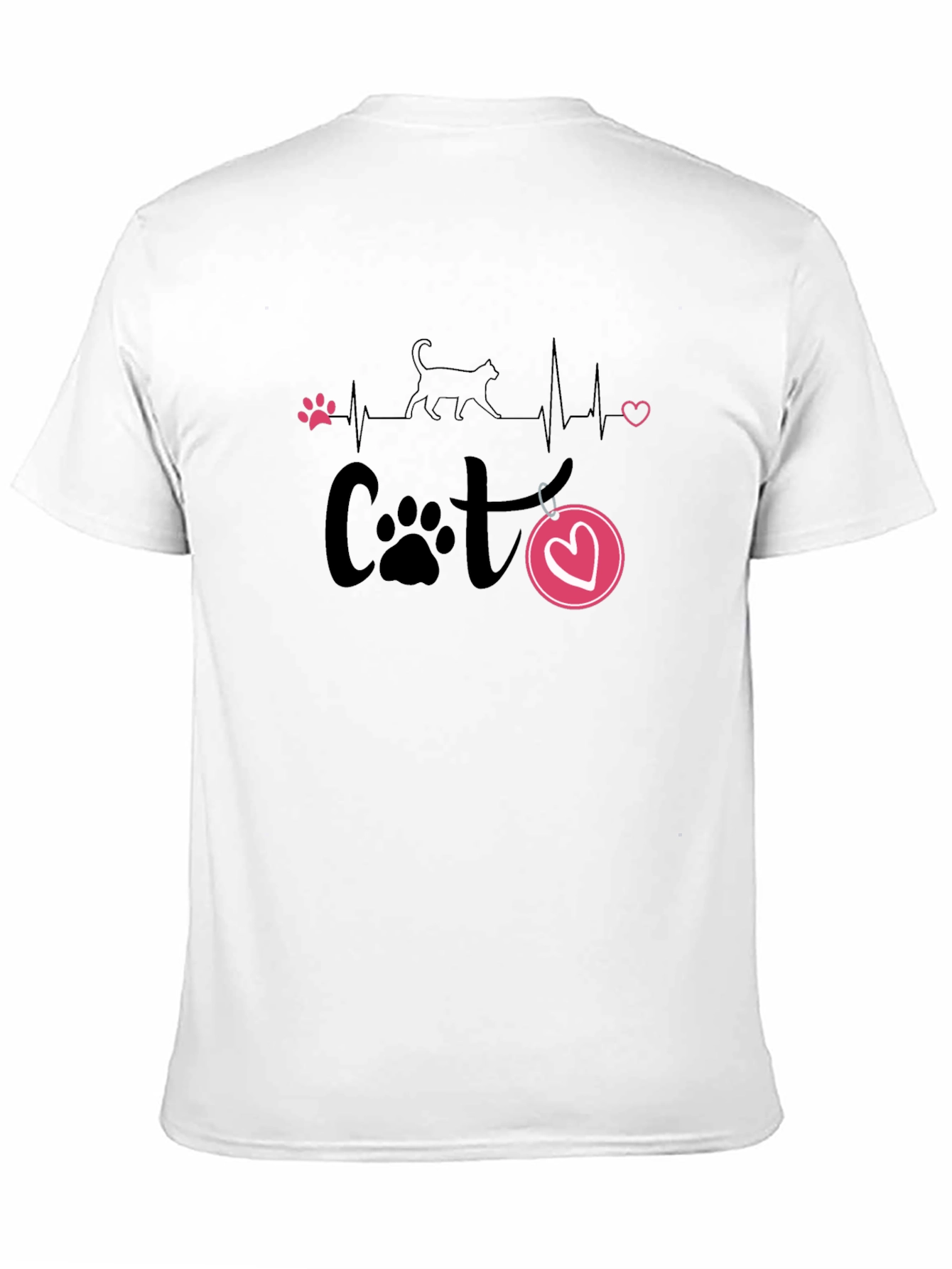 Black Cat Lover Heartbeat T-Shirt view 11