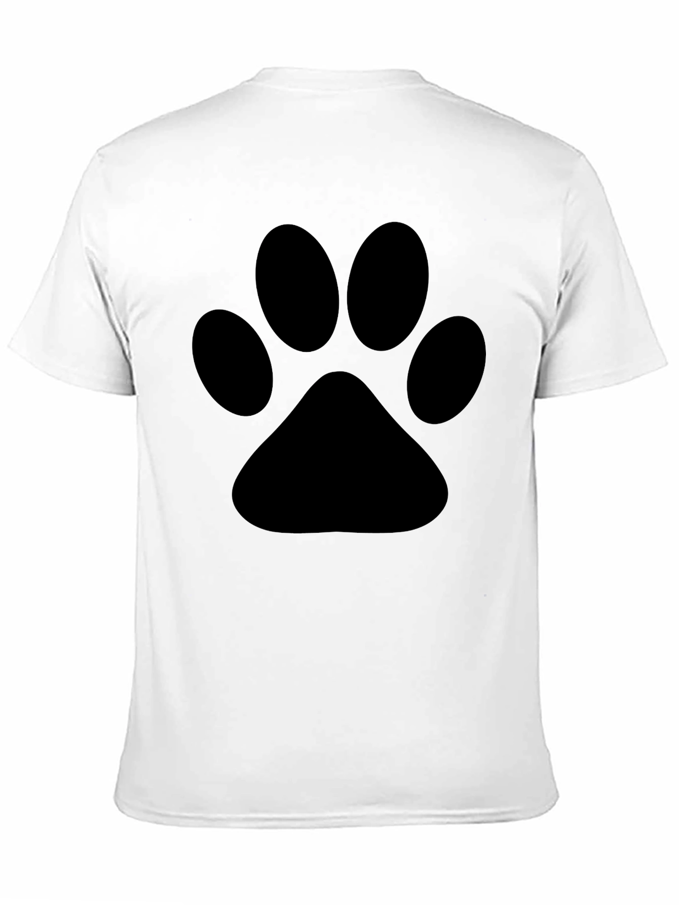 Black Men's Black T-Shirt with Paw Print Design view 11