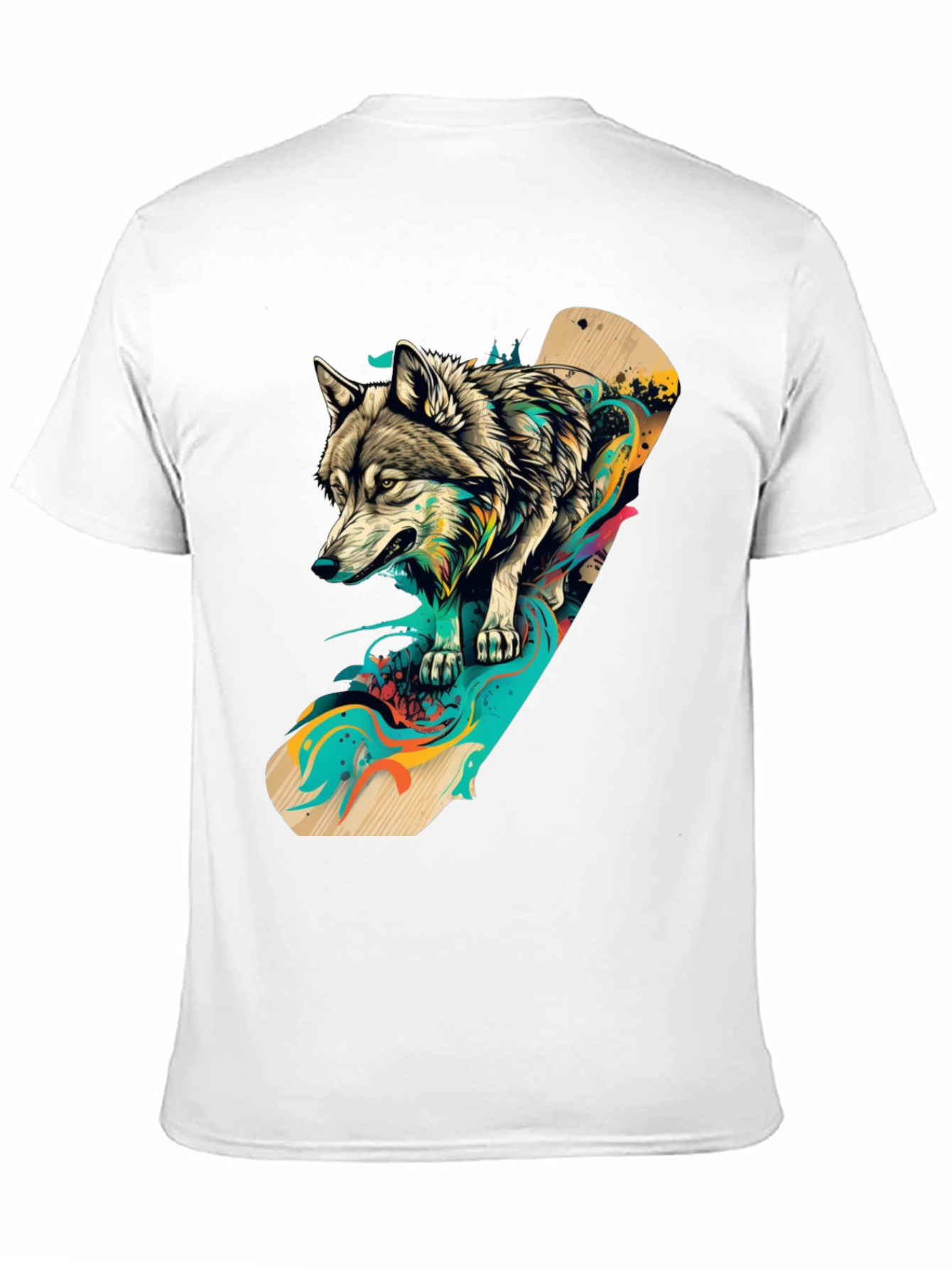 Black Wolf Skateboard Graphic Black T-Shirt view 11