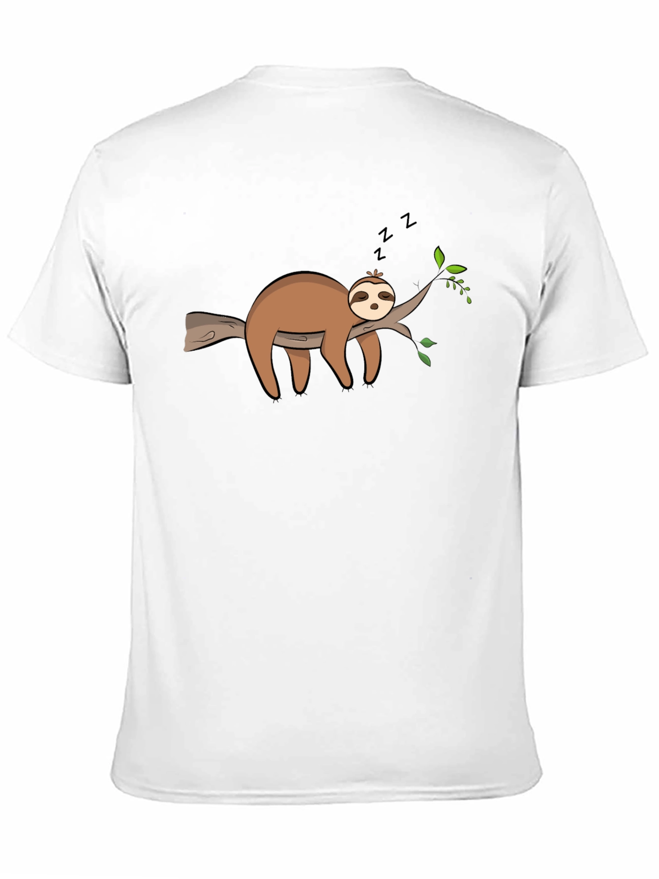 Black Cute Sleeping Sloth On Branch Graphic T-Shirt view 11