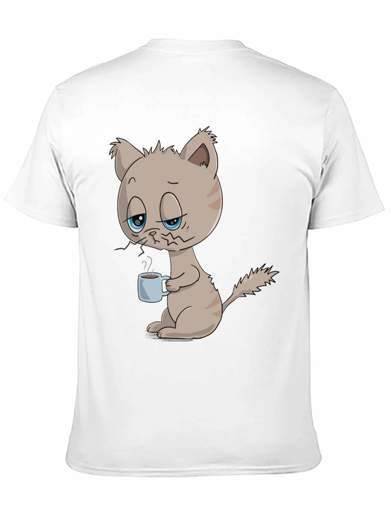 Black Funny Cat with Coffee Graphic T-Shirt - Unisex view 11