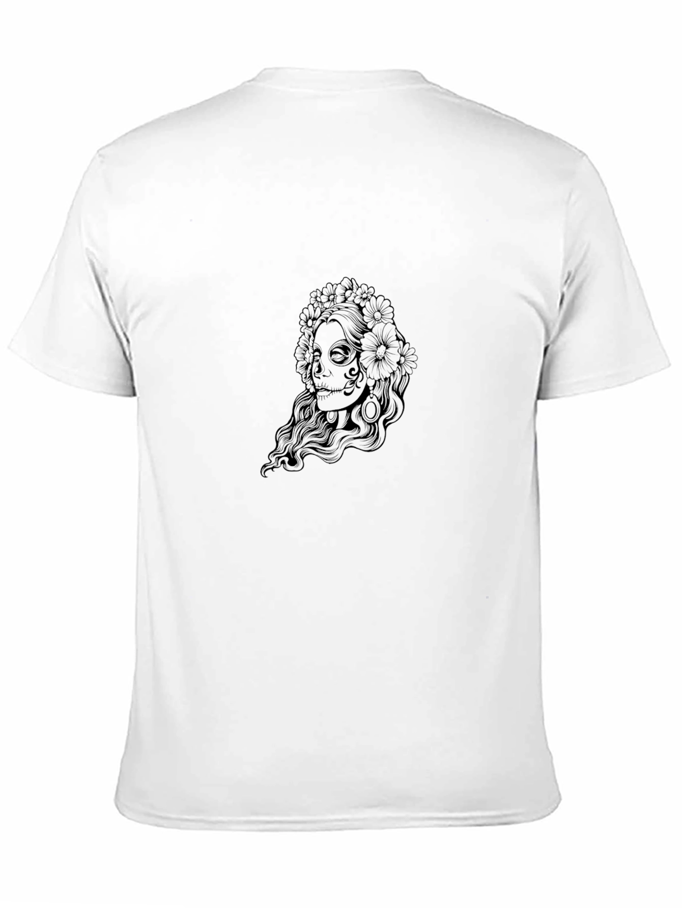 Black Sugar Skull Woman Graphic Black T-Shirt view 11