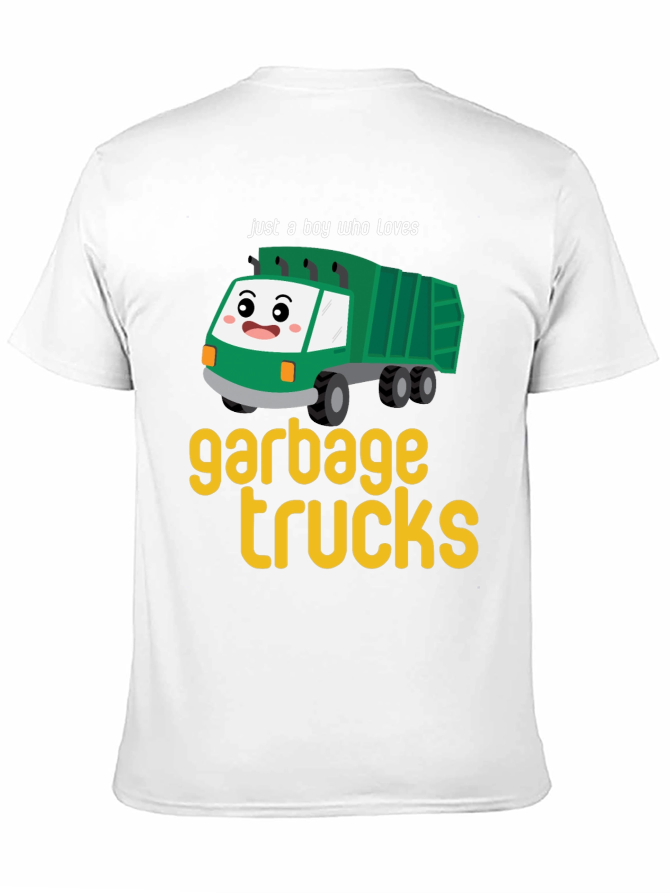 Black Garbage Truck Lover Tee - Boy's Cute Cartoon Truck T-Shirt view 11