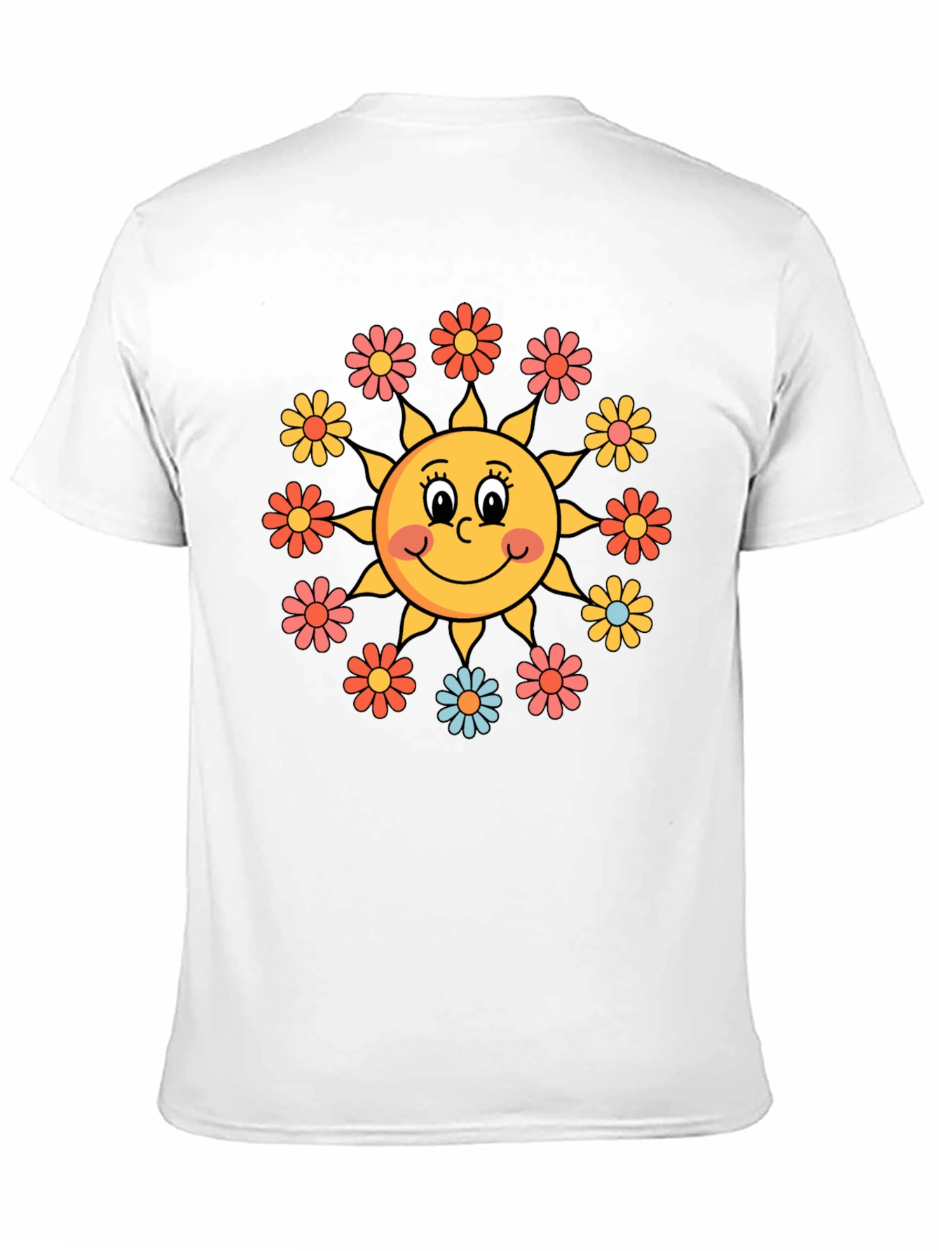 Black Retro Sun & Floral Graphic Tee - Groovy Vibes view 11