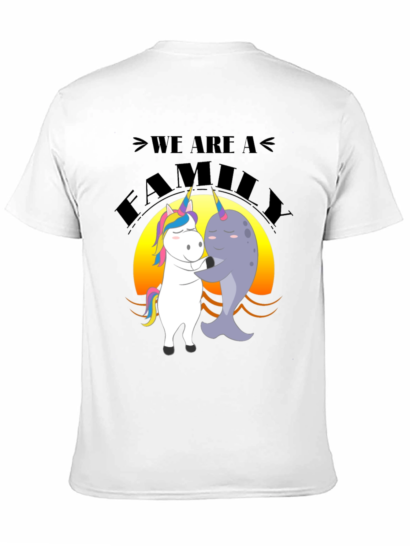 Black Unicorn and Narwhal Family T-Shirt view 11