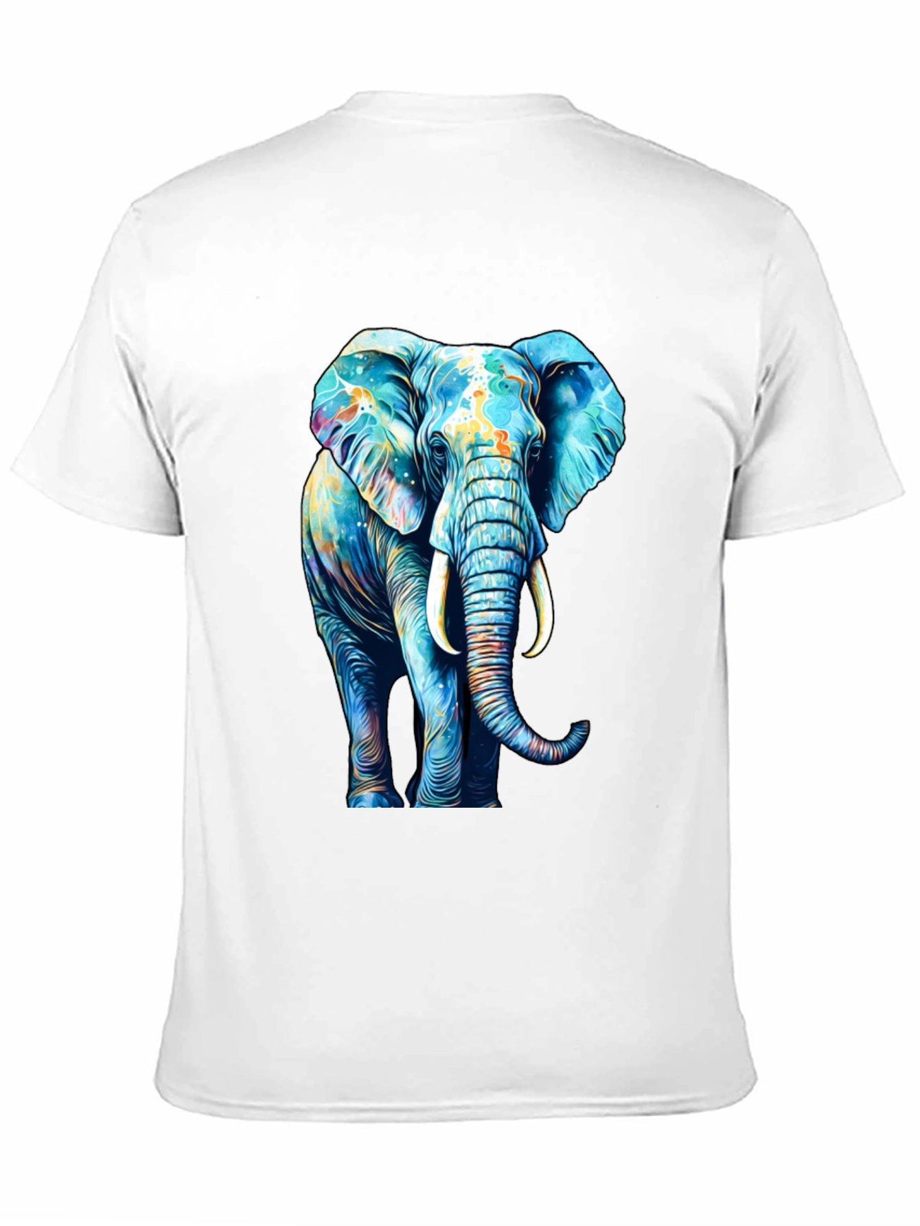 Black Vibrant Elephant Graphic Print Black T-Shirt view 11
