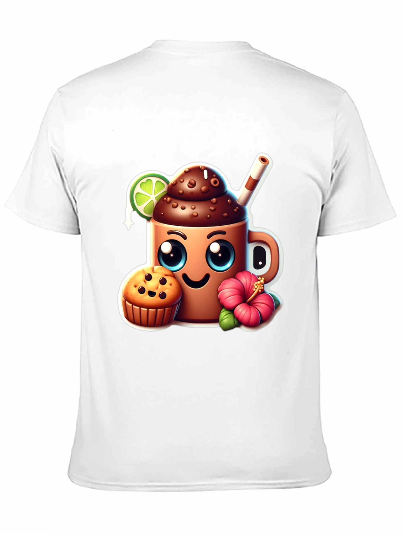 Black Fun Graphic Tee: Kawaii Coffee & Muffin view 11