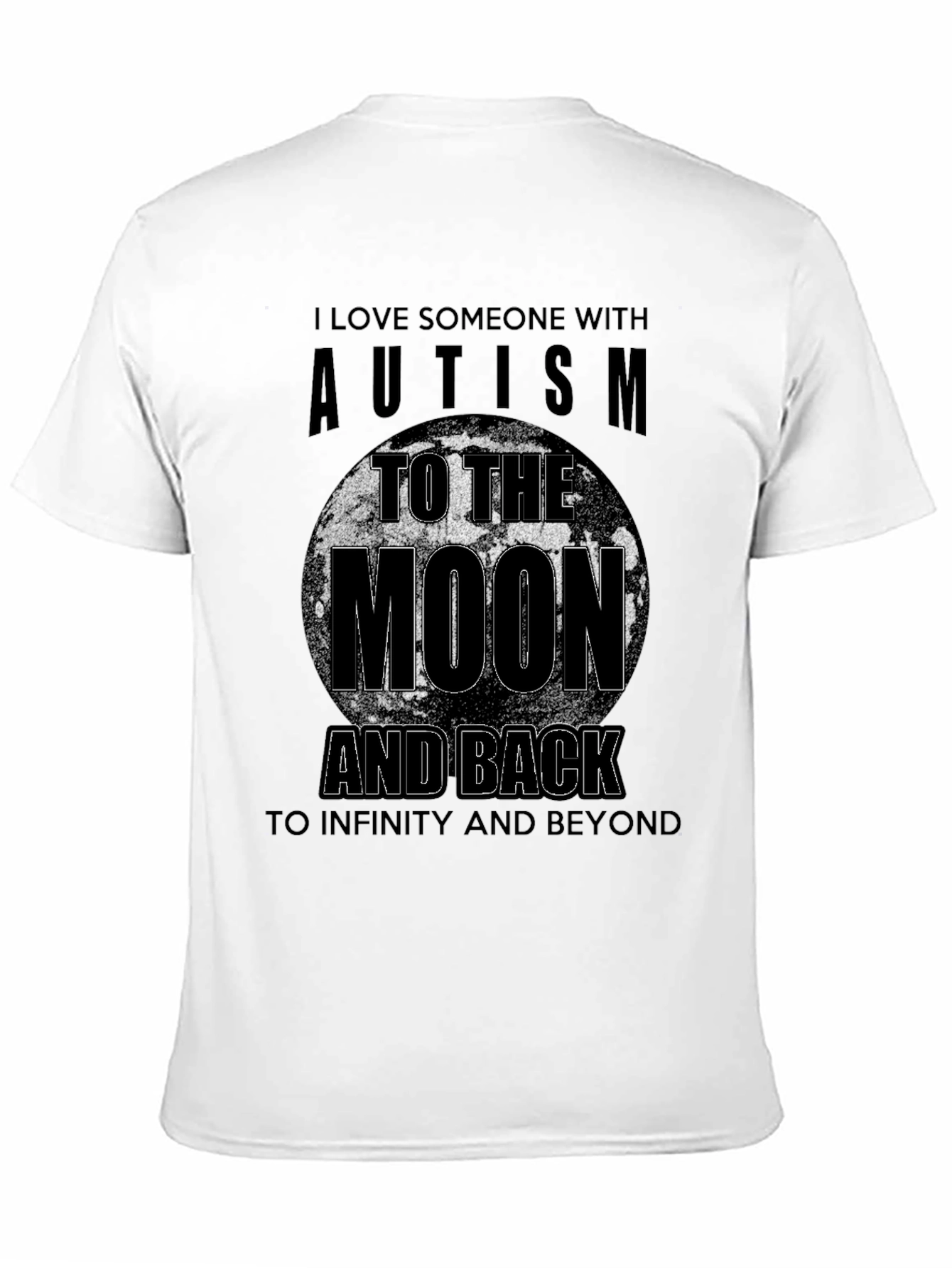 Black Autism Awareness T-Shirt - Love to the Moon and Back view 11