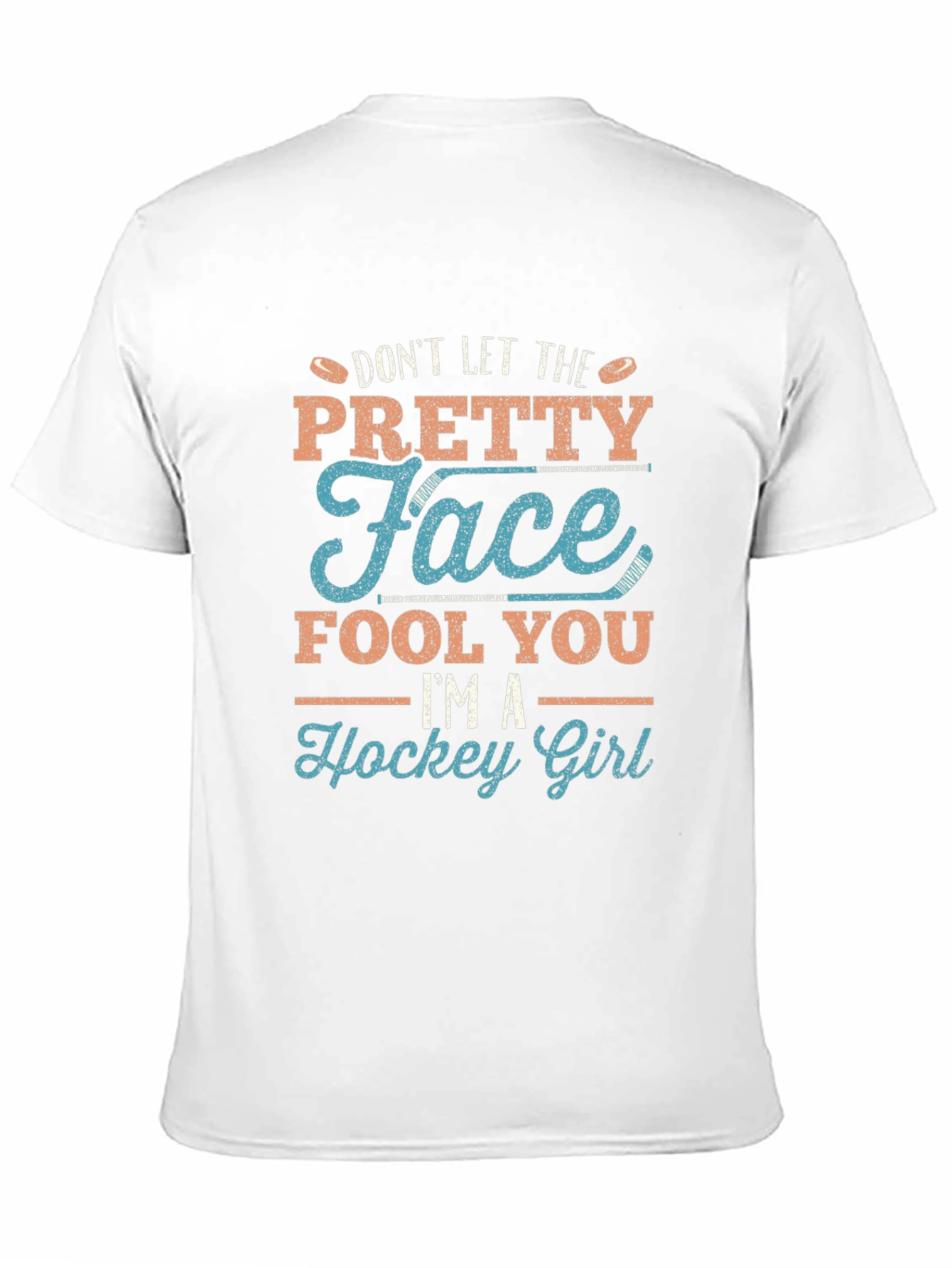 Black Pretty Face Hockey Girl Graphic T-Shirt view 11