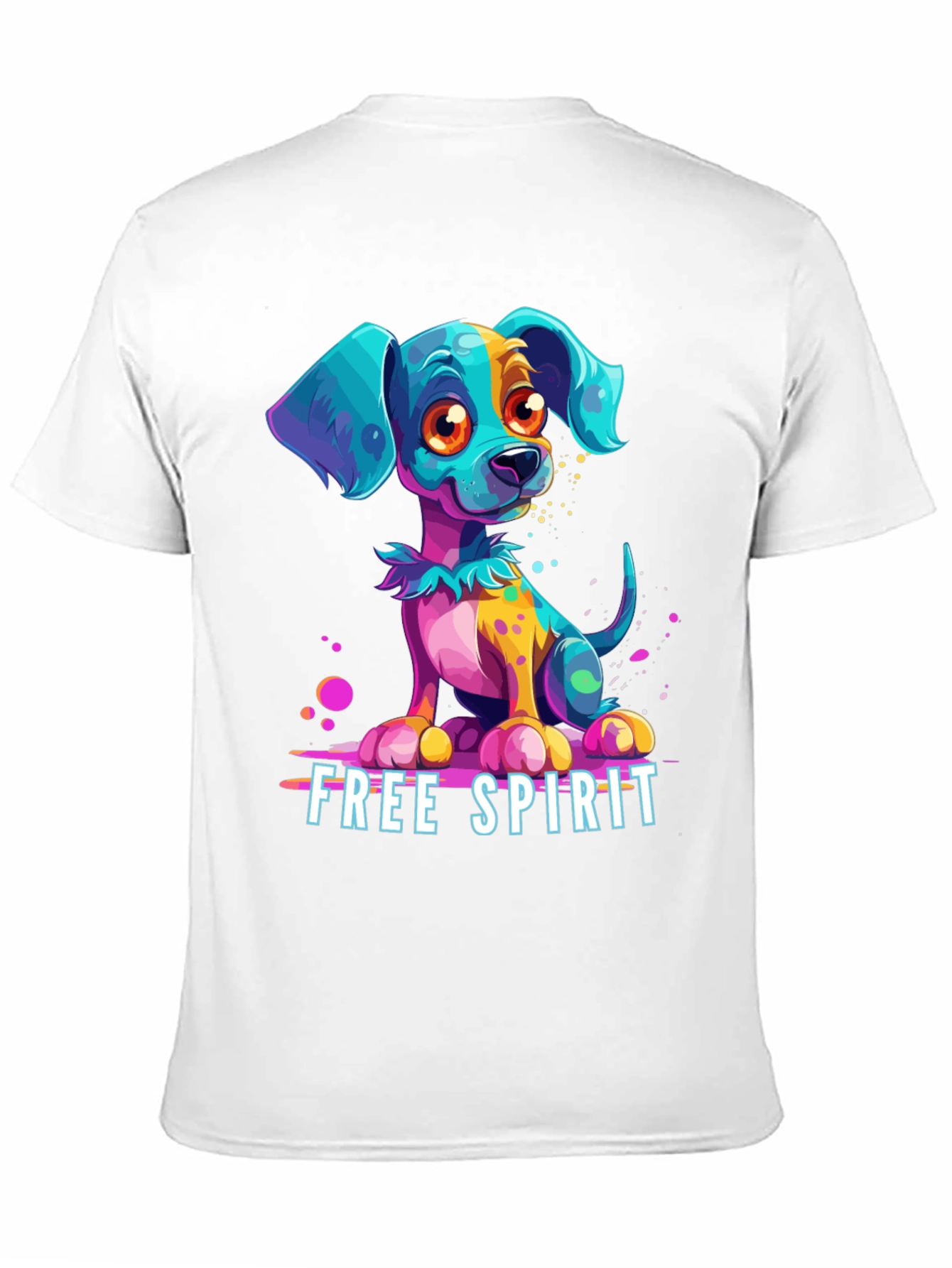 Black Free Spirit Dog Graphic Tee - Unique Colorful Puppy Design view 11